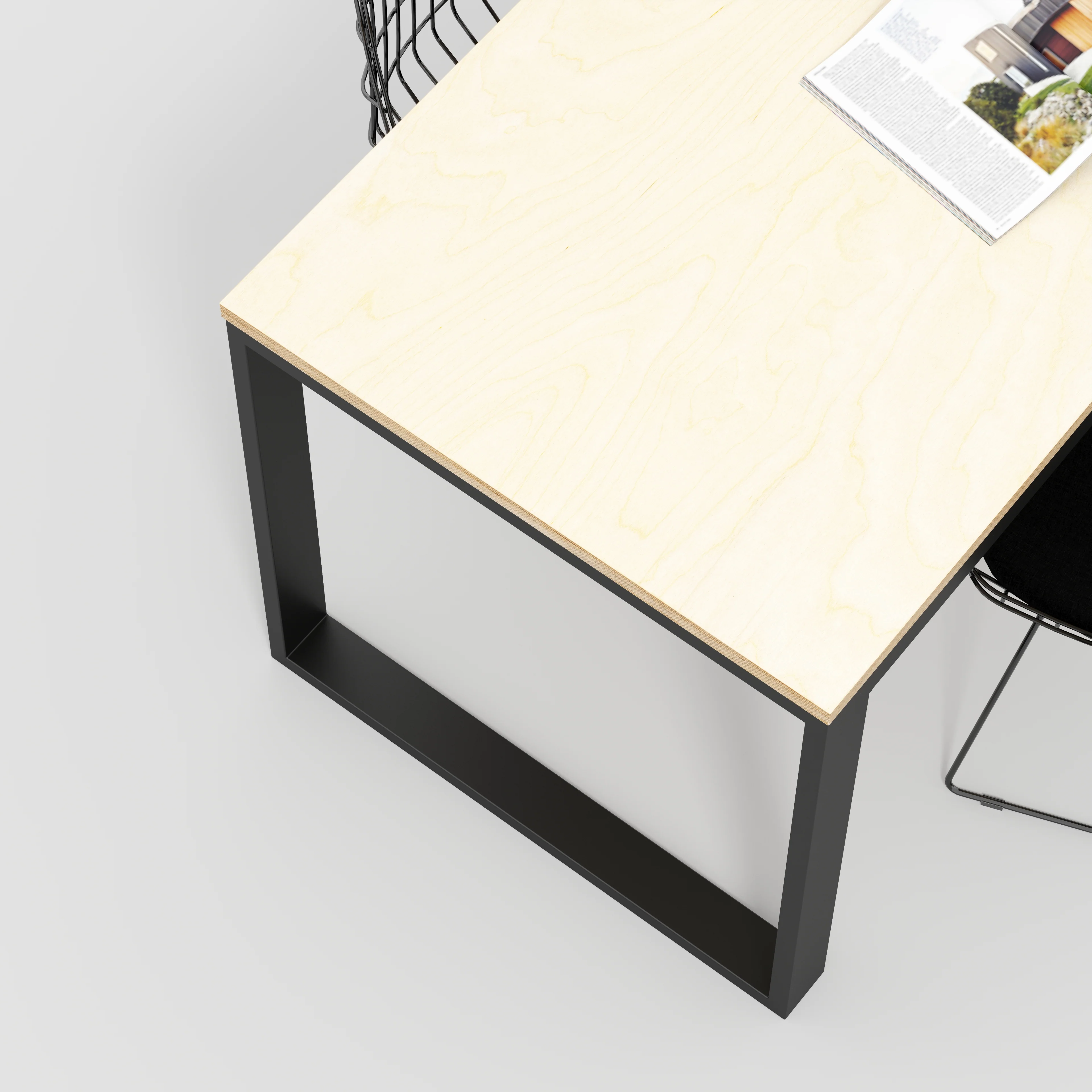 Plywood Table with Black Industrial Frame - Plywood Birch - 1200(w) x 745(d) x 735(h) - Image 3