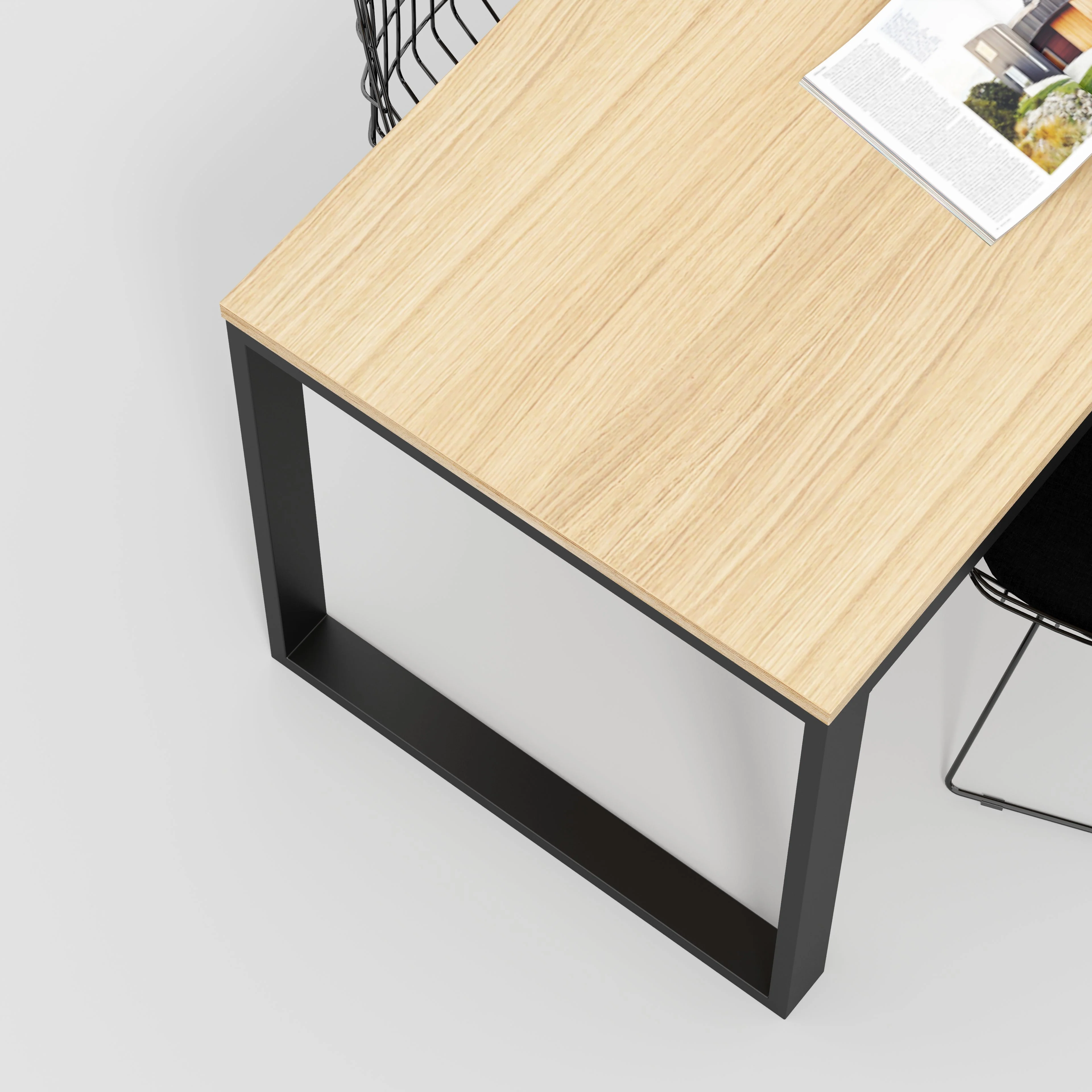 Plywood Table with Black Industrial Frame - Plywood Oak - 2400(w) x 745(d) x 735(h) - Image 3