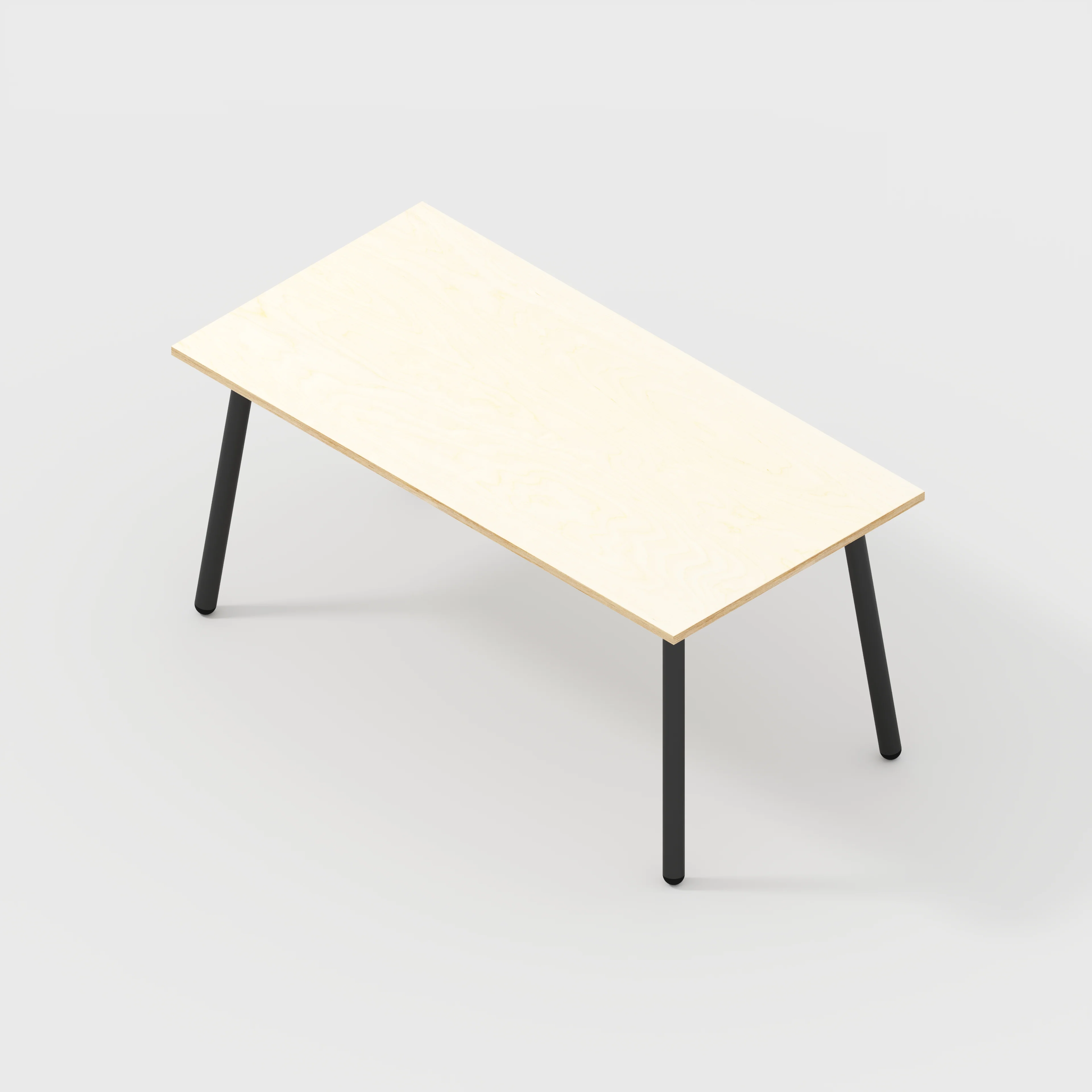 Plywood Table with Black Round Single Pin Legs - Plywood Birch - 1600(w) x 800(d) x 735(h) - Image 5