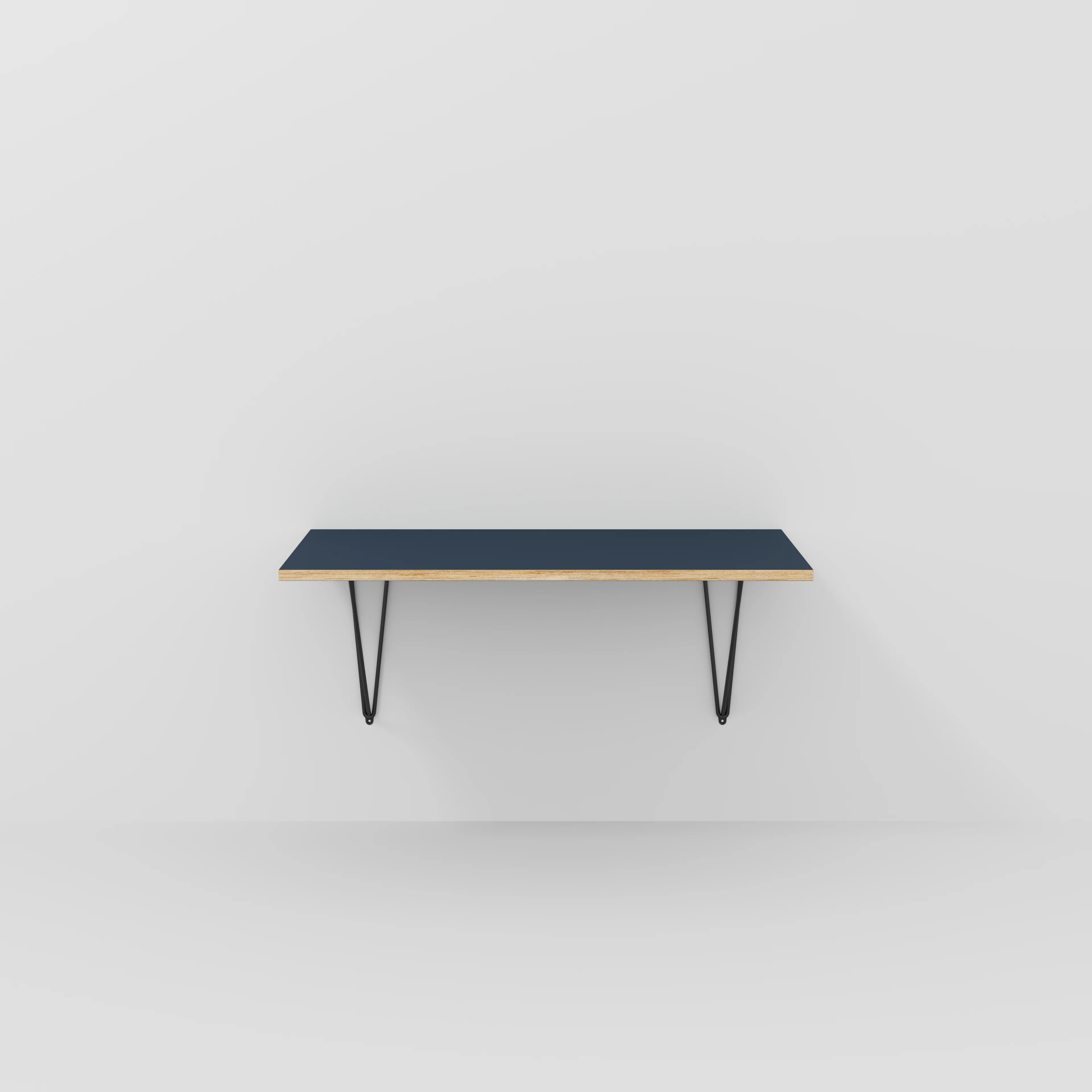 Plywood Wall Desk with Black Prism Brackets - Formica Night Sea Blue - 1200(w) x 600(d)