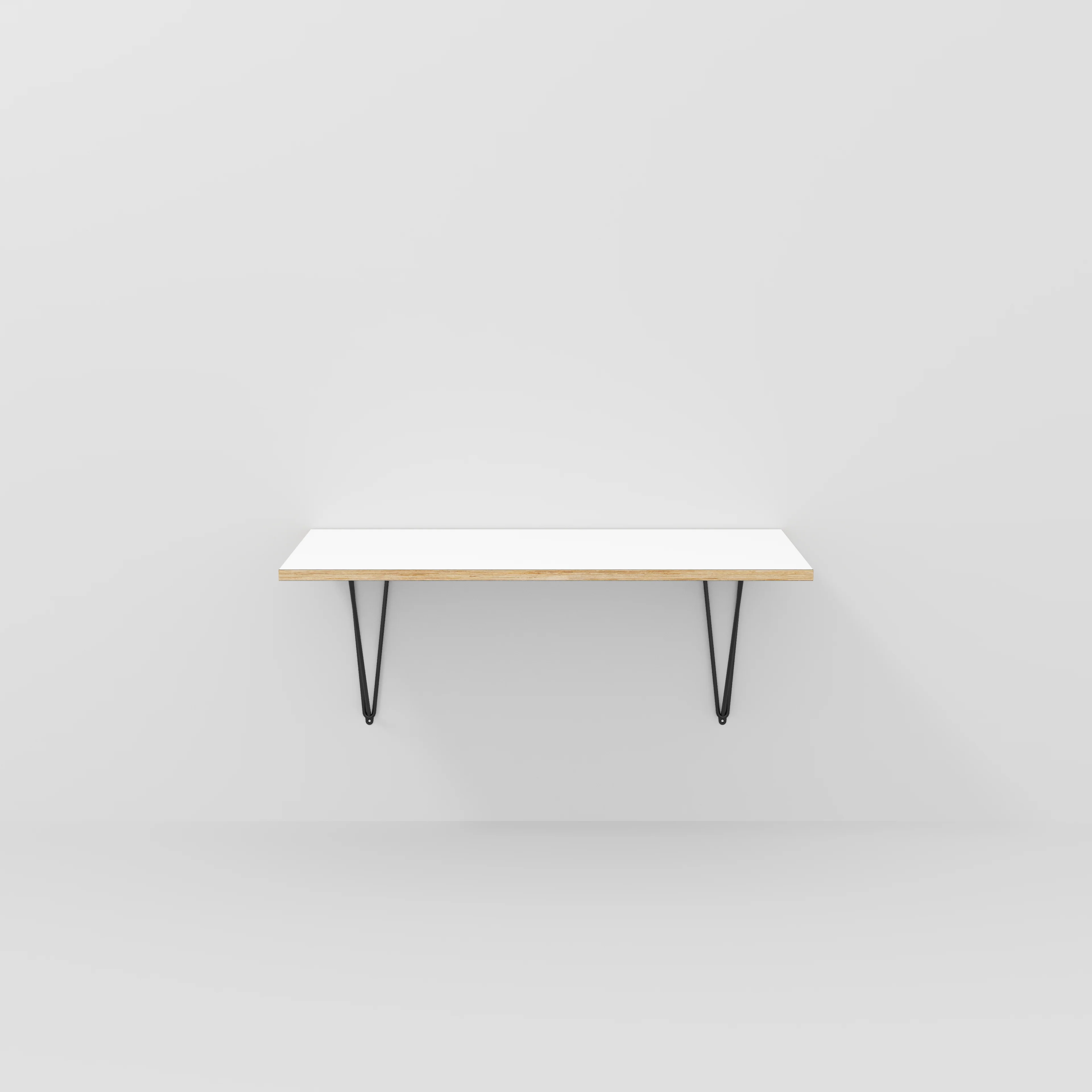 Plywood Wall Desk with Black Prism Brackets - Formica White - 1200(w) x 600(d)