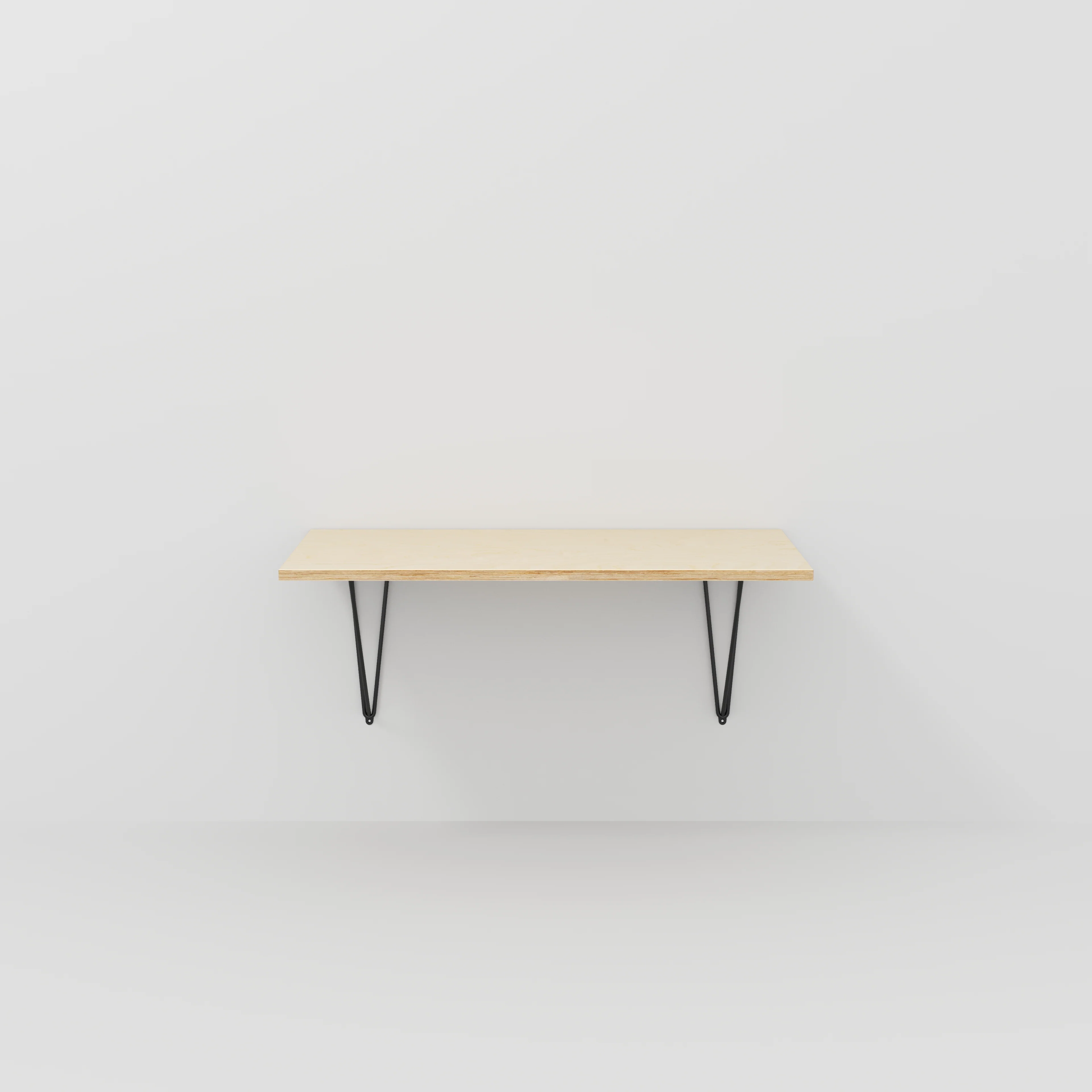 Plywood Wall Desk with Black Prism Brackets - Plywood Birch - 1200(w) x 600(d)