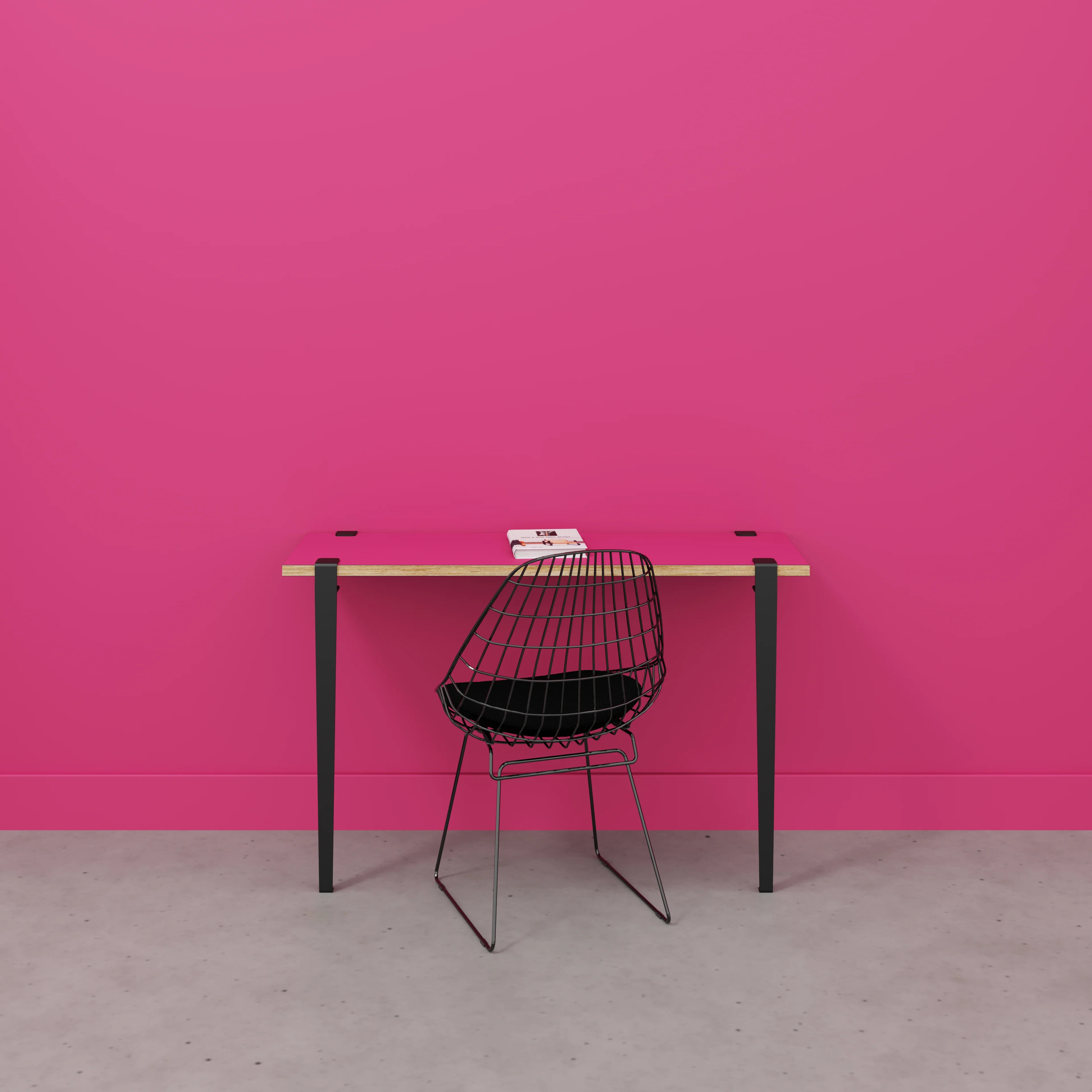 Plywood Wall Desk with Black Tiptoe Legs and Tiptoe Wall Brackets - Formica Juicy Pink - 1200(w) x 400(d) x 750(h) - Image 2