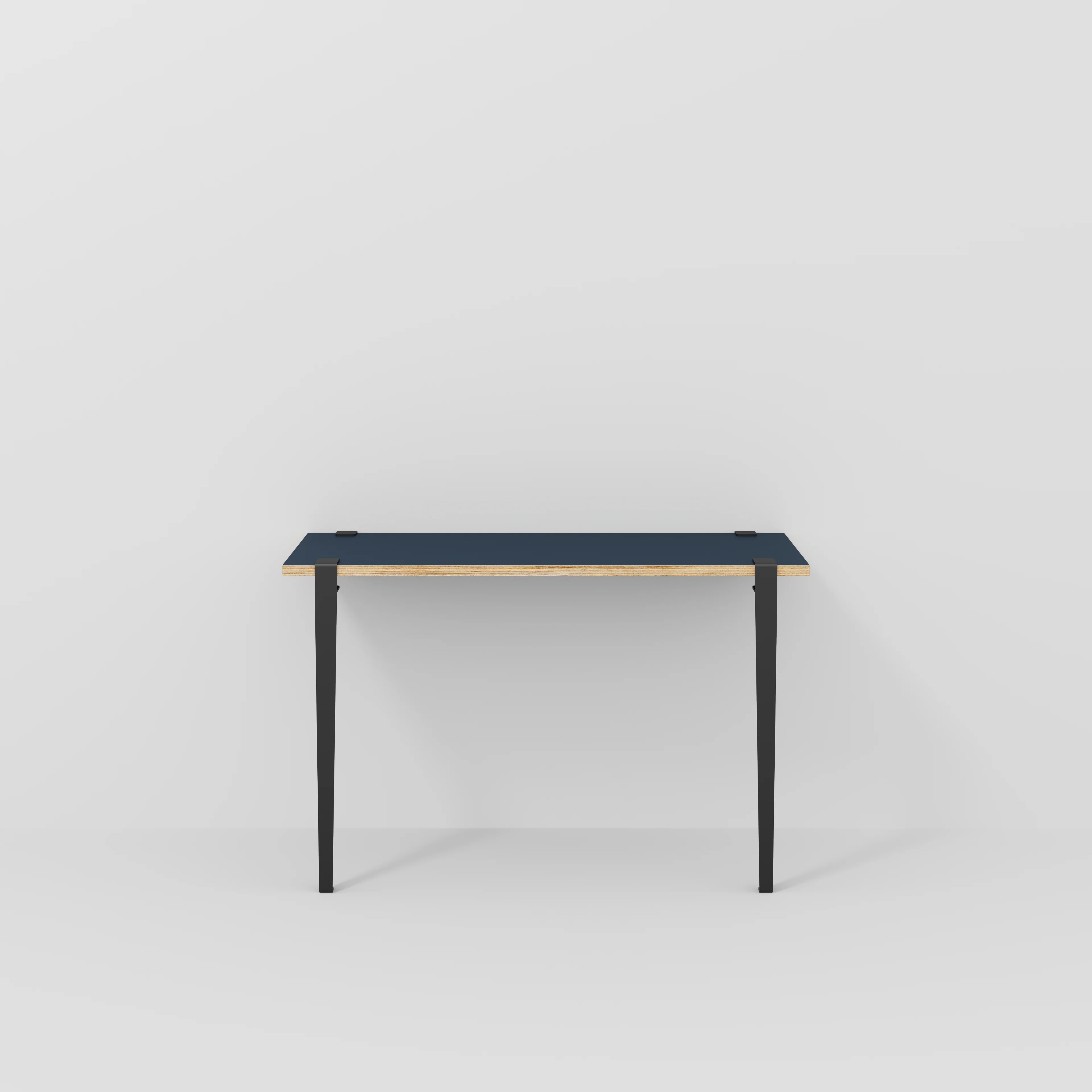 Plywood Wall Desk with Black Tiptoe Legs and Tiptoe Wall Brackets - Formica Night Sea Blue - 1200(w) x 400(d) x 750(h)