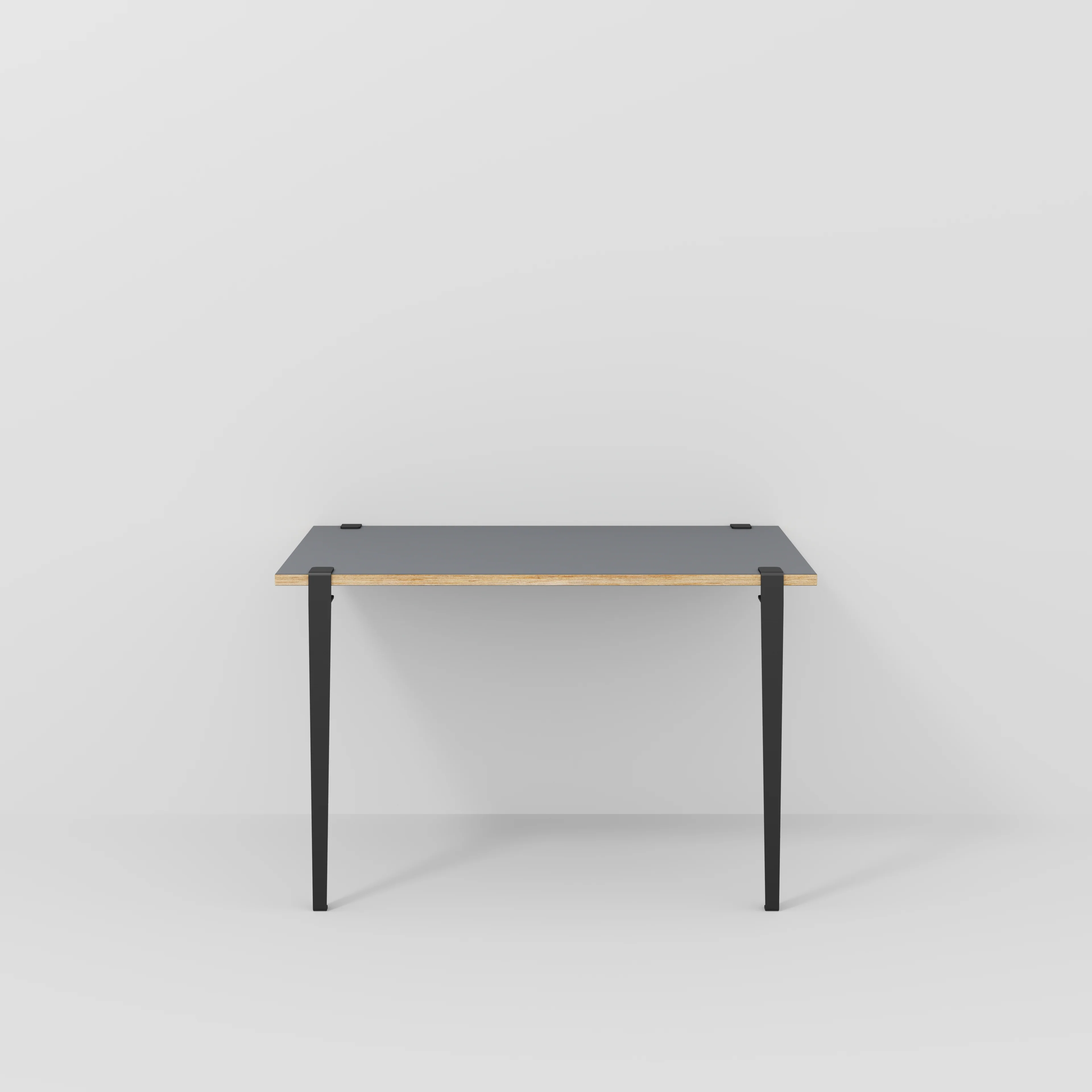 Plywood Wall Desk with Black Tiptoe Legs and Tiptoe Wall Brackets - Formica Tornado Grey - 1200(w) x 600(d) x 750(h)
