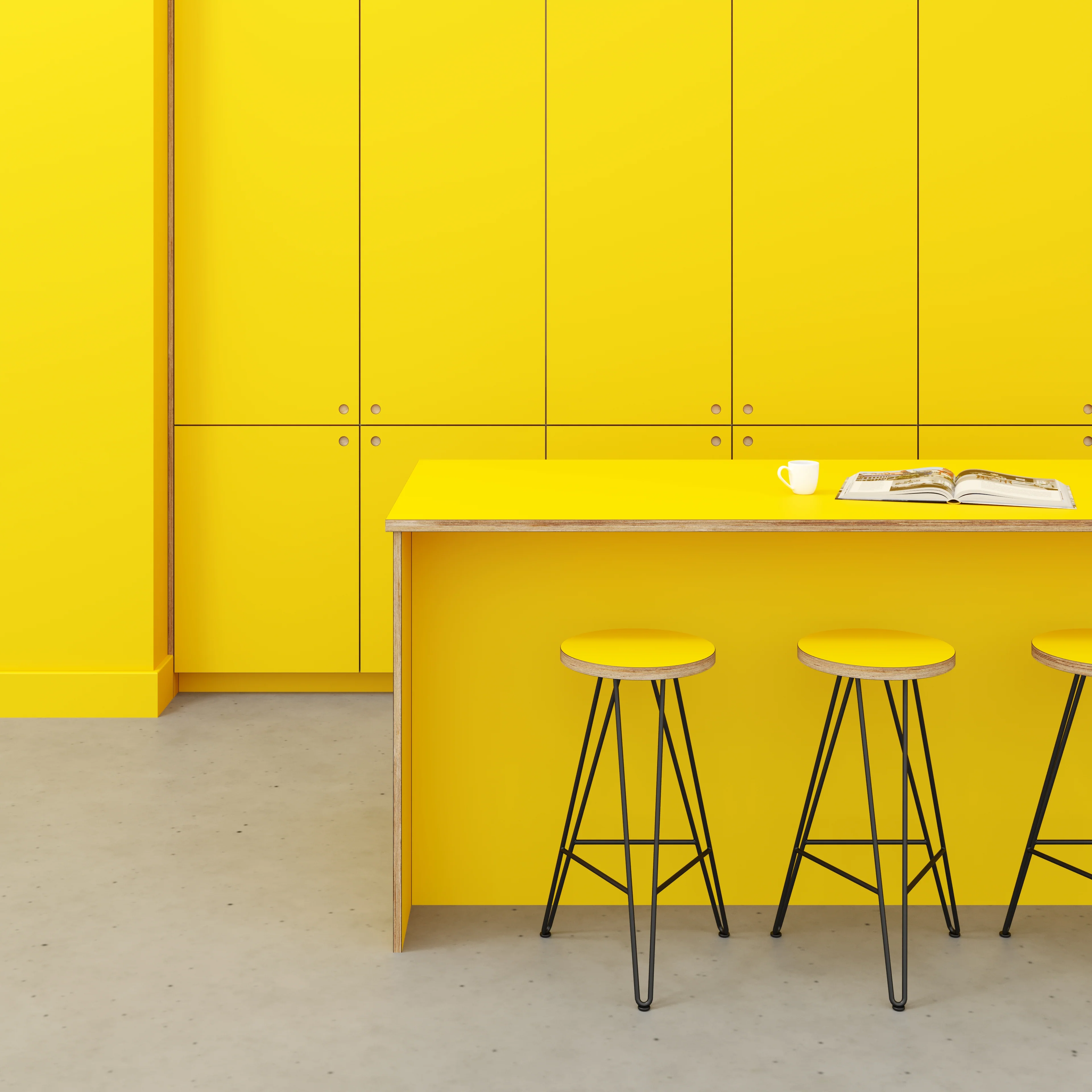 Plywood Worktop - Formica Chrome Yellow - 2400(w) x 900(d) - Image 2