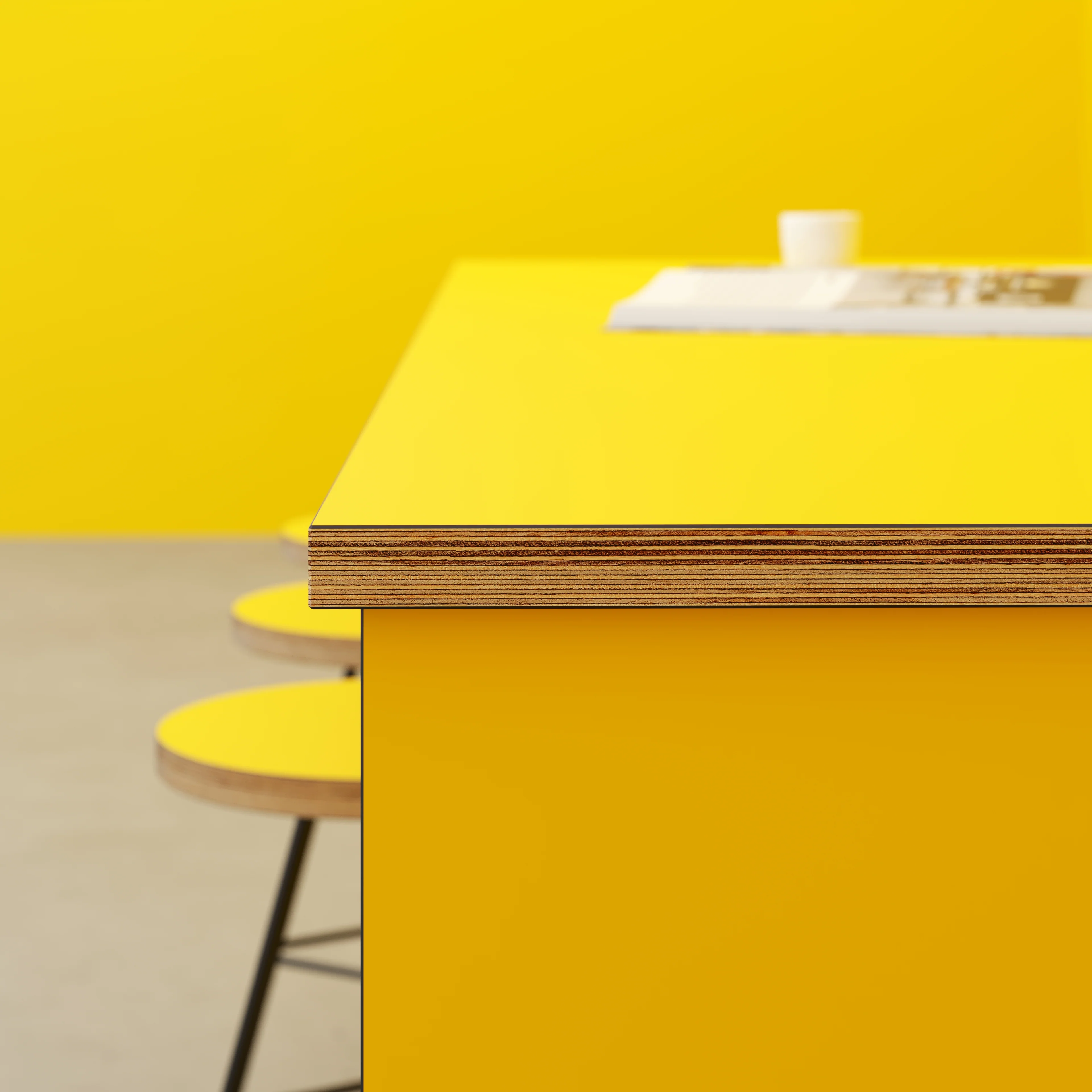 Plywood Worktop - Formica Chrome Yellow - 3000(w) x 900(d) - Image 3