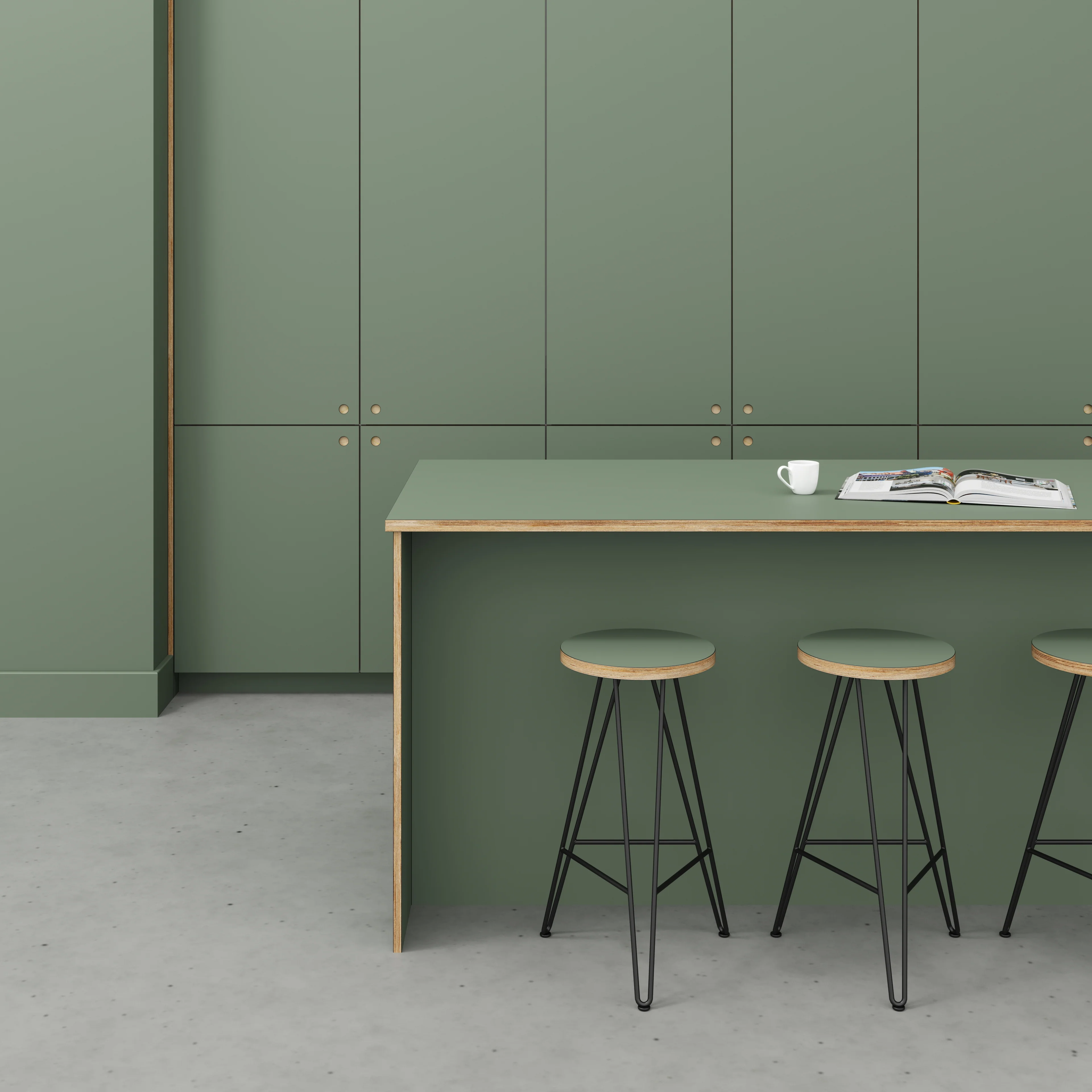 Plywood Worktop - Formica Green Slate - 3000(w) x 900(d) - Image 2