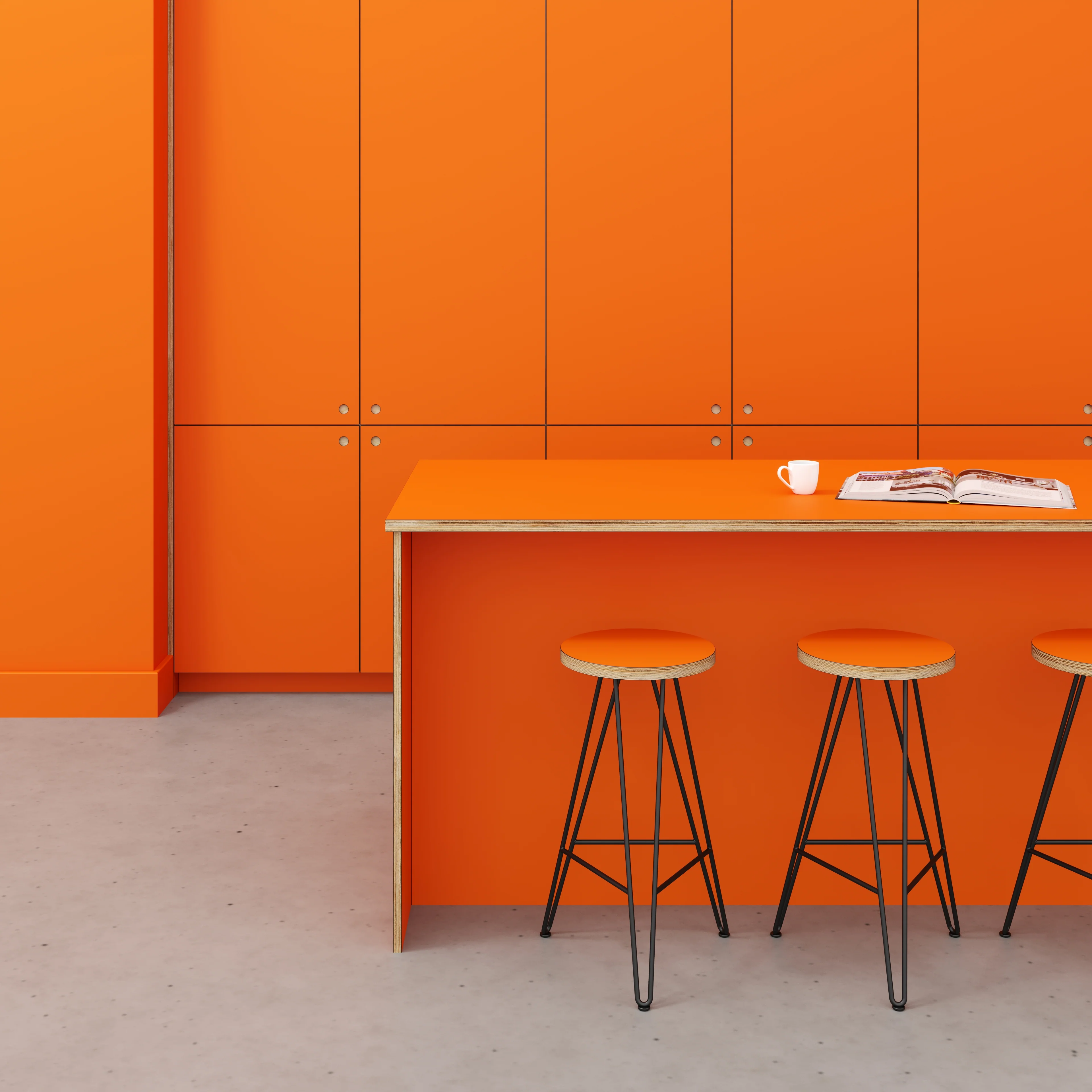 Plywood Worktop - Formica Levante Orange - 2400(w) x 900(d) - Image 2