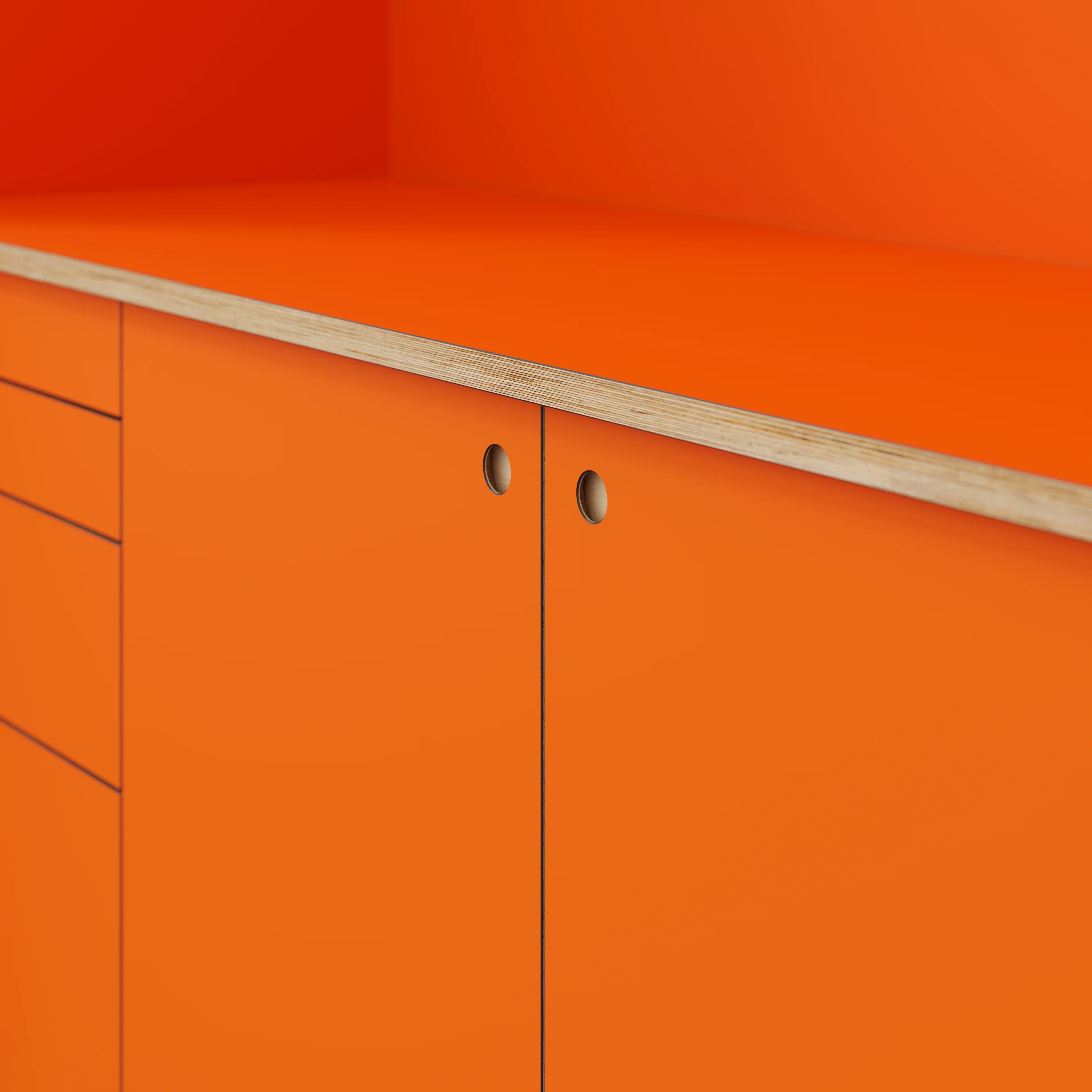 Plywood Worktop - Formica Levante Orange - 3000(w) x 635(d) - Image 3