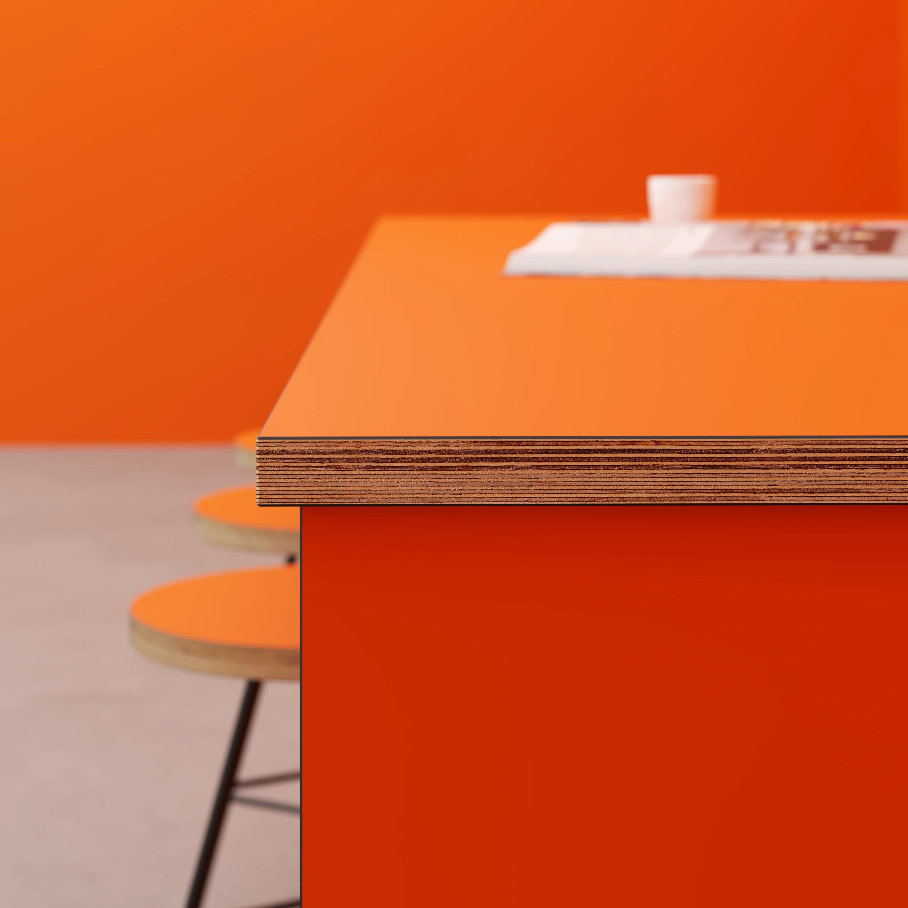 Plywood Worktop - Formica Levante Orange - 3000(w) x 900(d) - Image 3