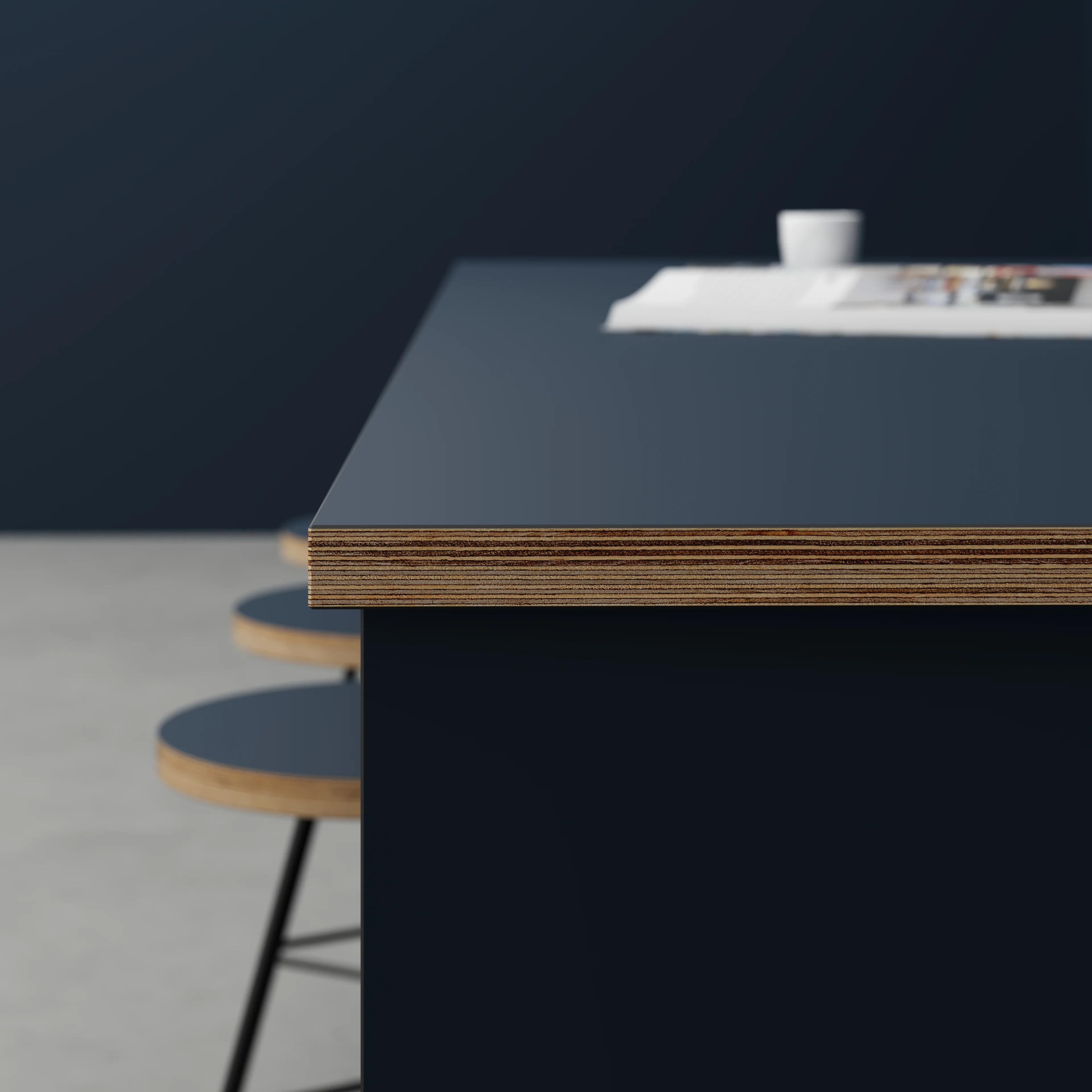 Plywood Worktop - Formica Night Sea Blue - 3000(w) x 900(d) - Image 3