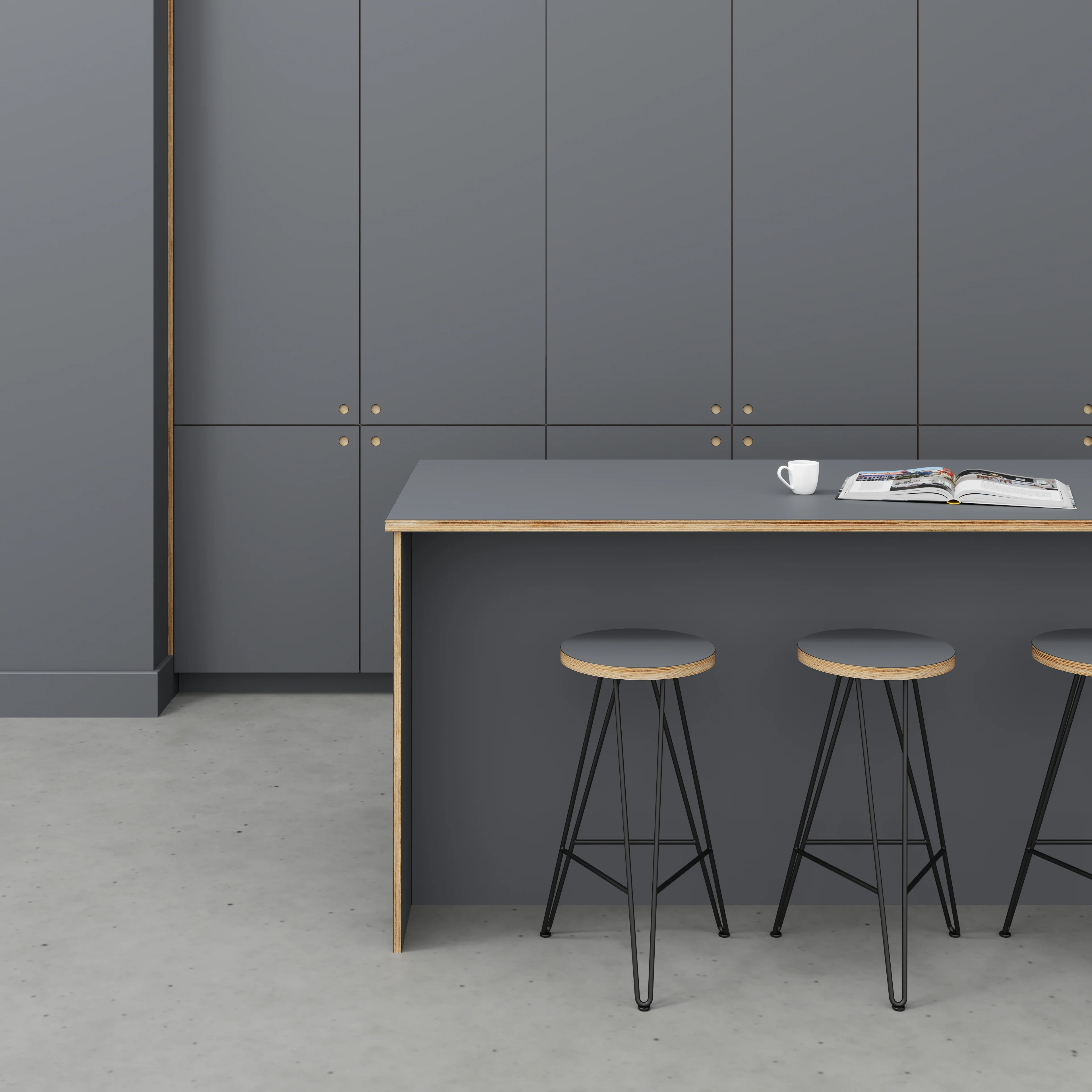 Plywood Worktop - Formica Tornado Grey - 3000(w) x 900(d) - Image 2