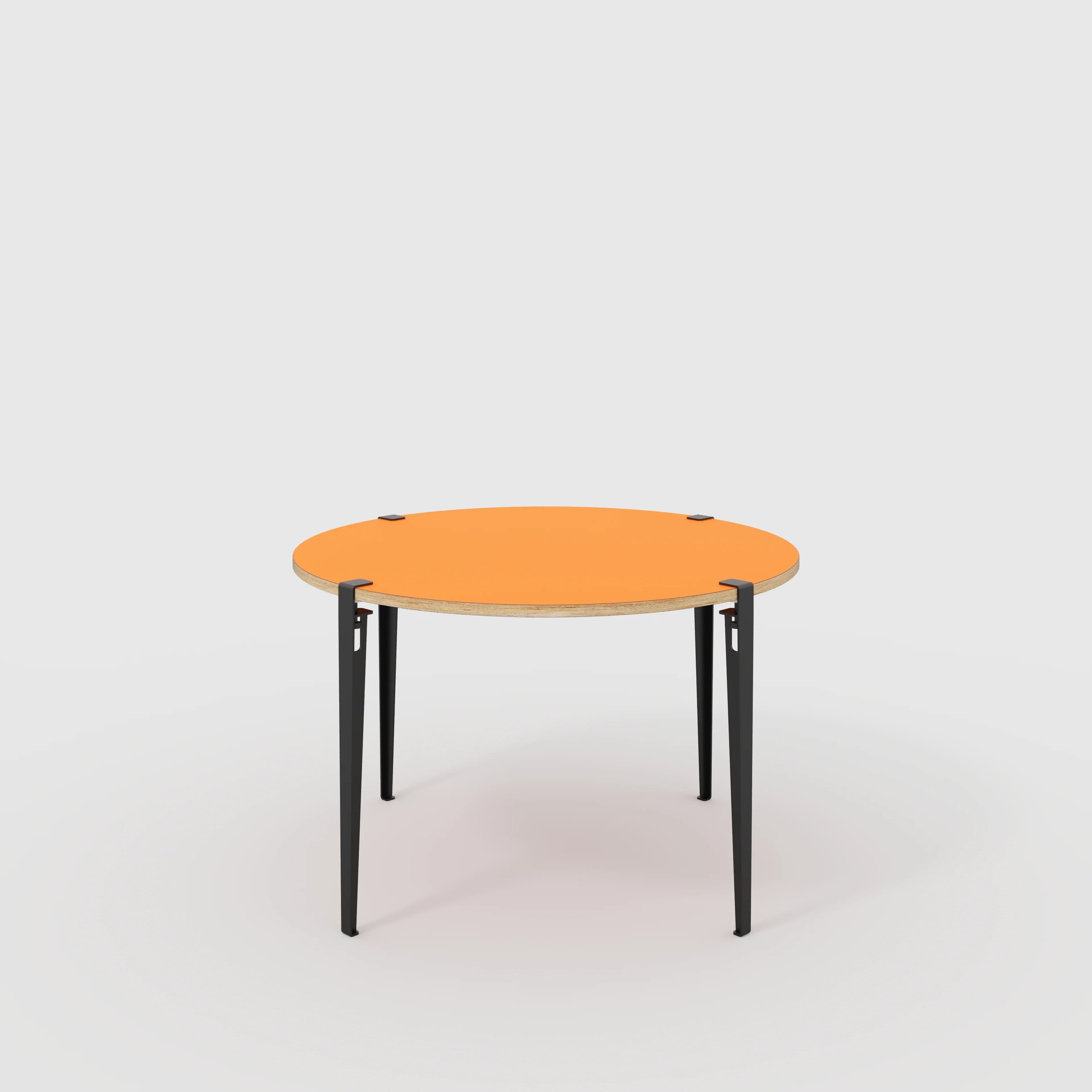Plywood Round Table with Black Tiptoe Legs - Formica Levante Orange - 1200(dia) x 750(h)
