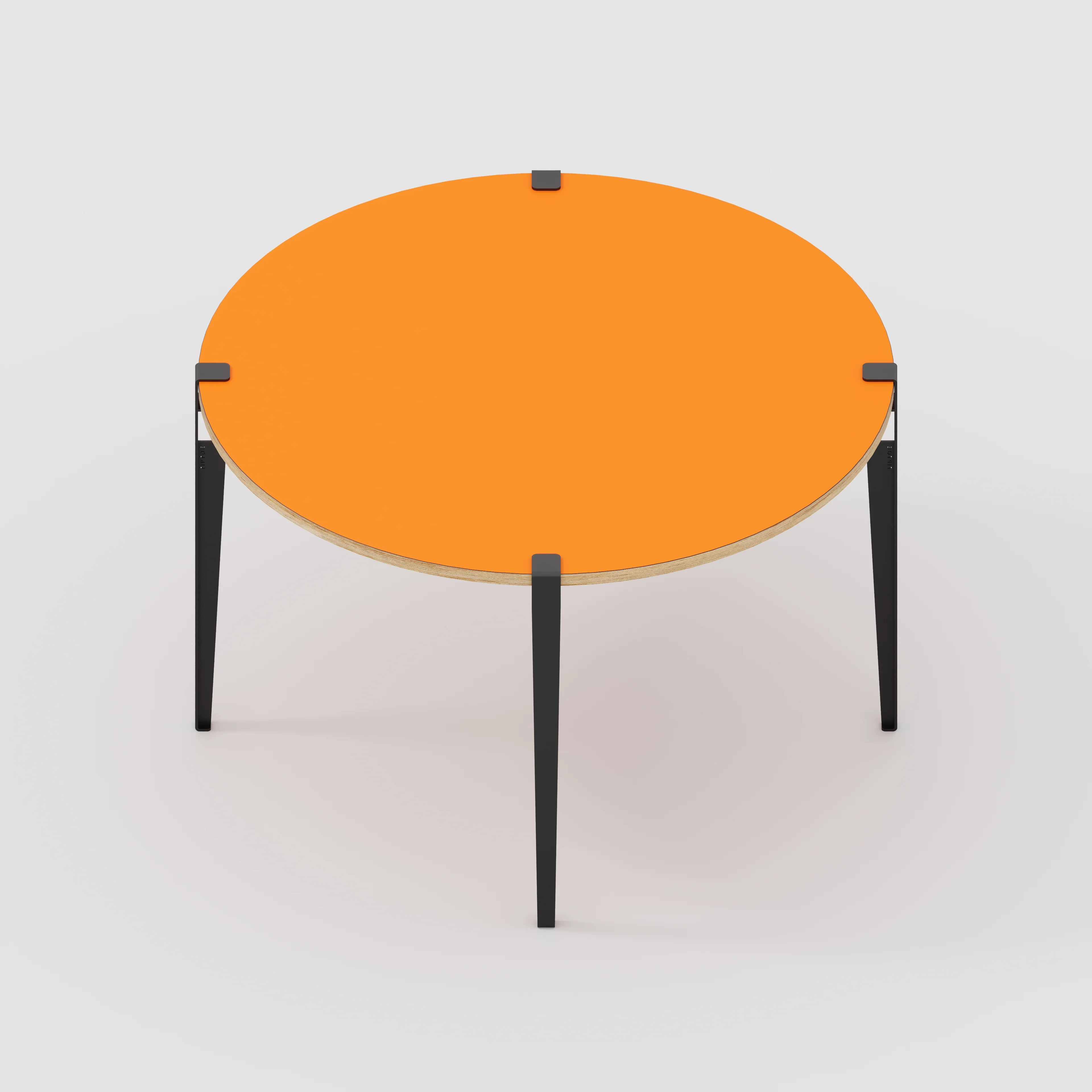 Plywood Round Table with Black Tiptoe Legs - Formica Levante Orange - 1200(dia) x 750(h) - Image 5