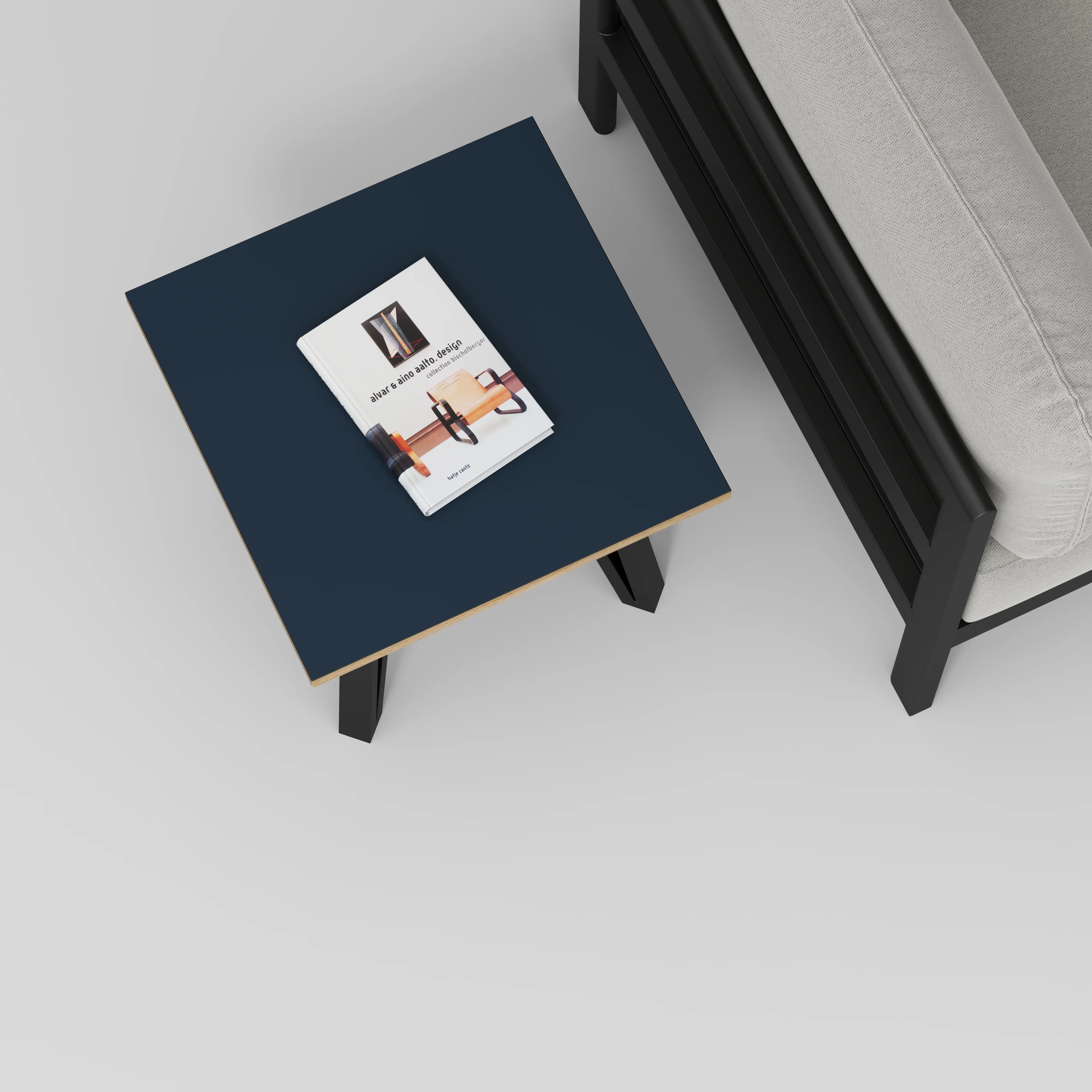Plywood Side Table with Black Box Hairpin Legs - Formica Night Sea Blue - 500(w) x 500(d) x 425(h) - Image 3