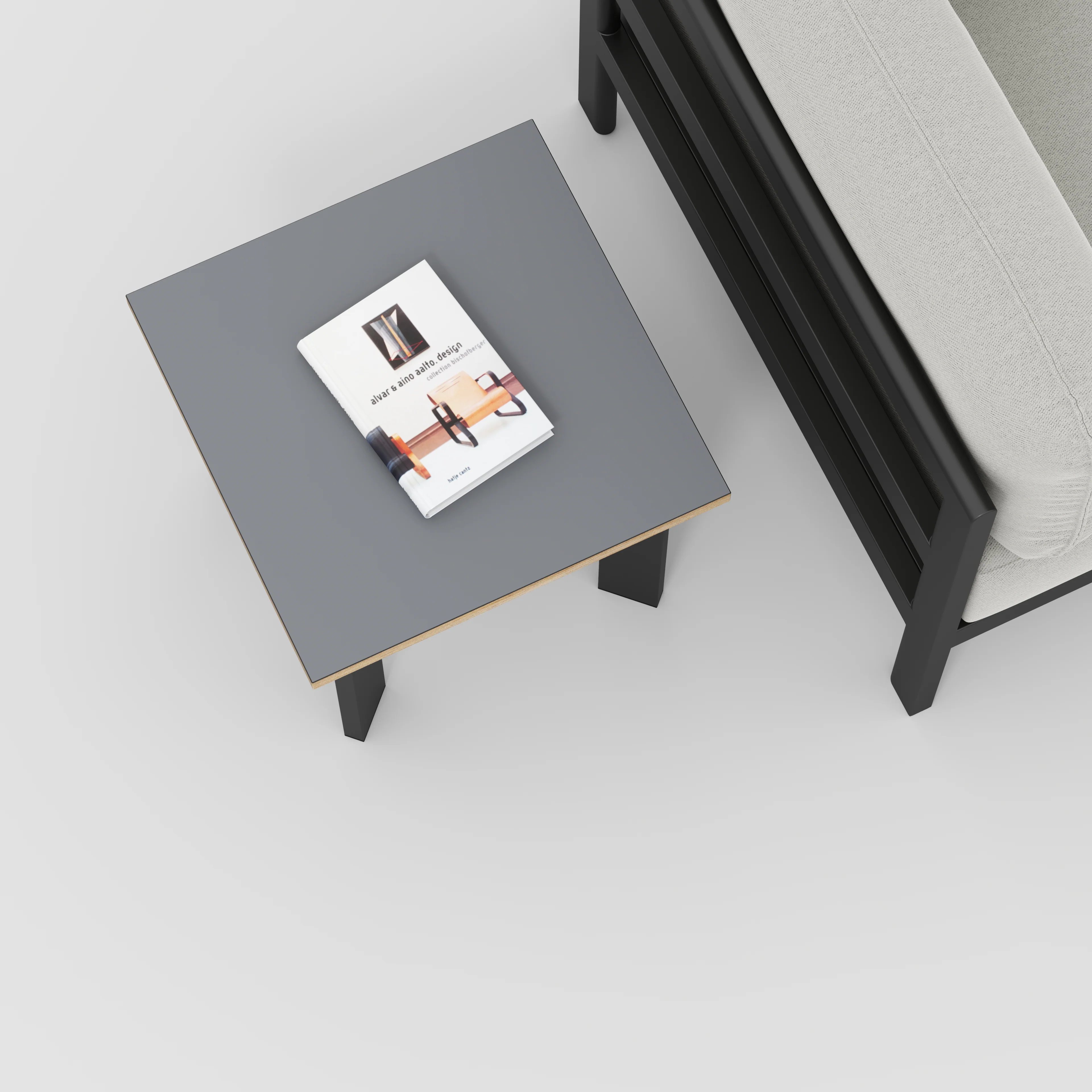 Plywood Side Table with Rectangular Single Pin Legs - Formica Tornado Grey - 500(w) x 500(d) x 425(h) - Image 3