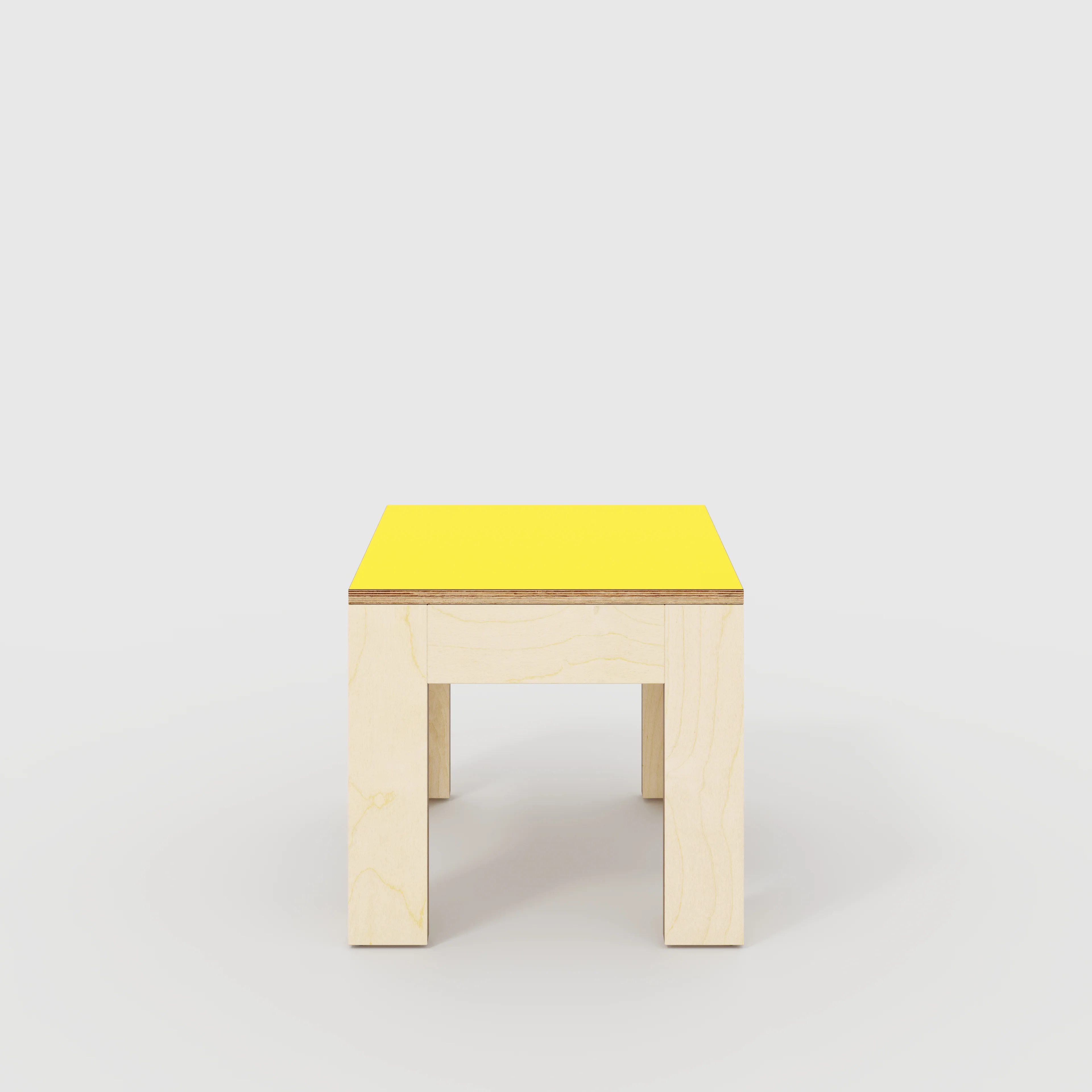 Plywood Side Table with Solid Frame - Formica Chrome Yellow - 500(w) x 500(d) x 450(h)