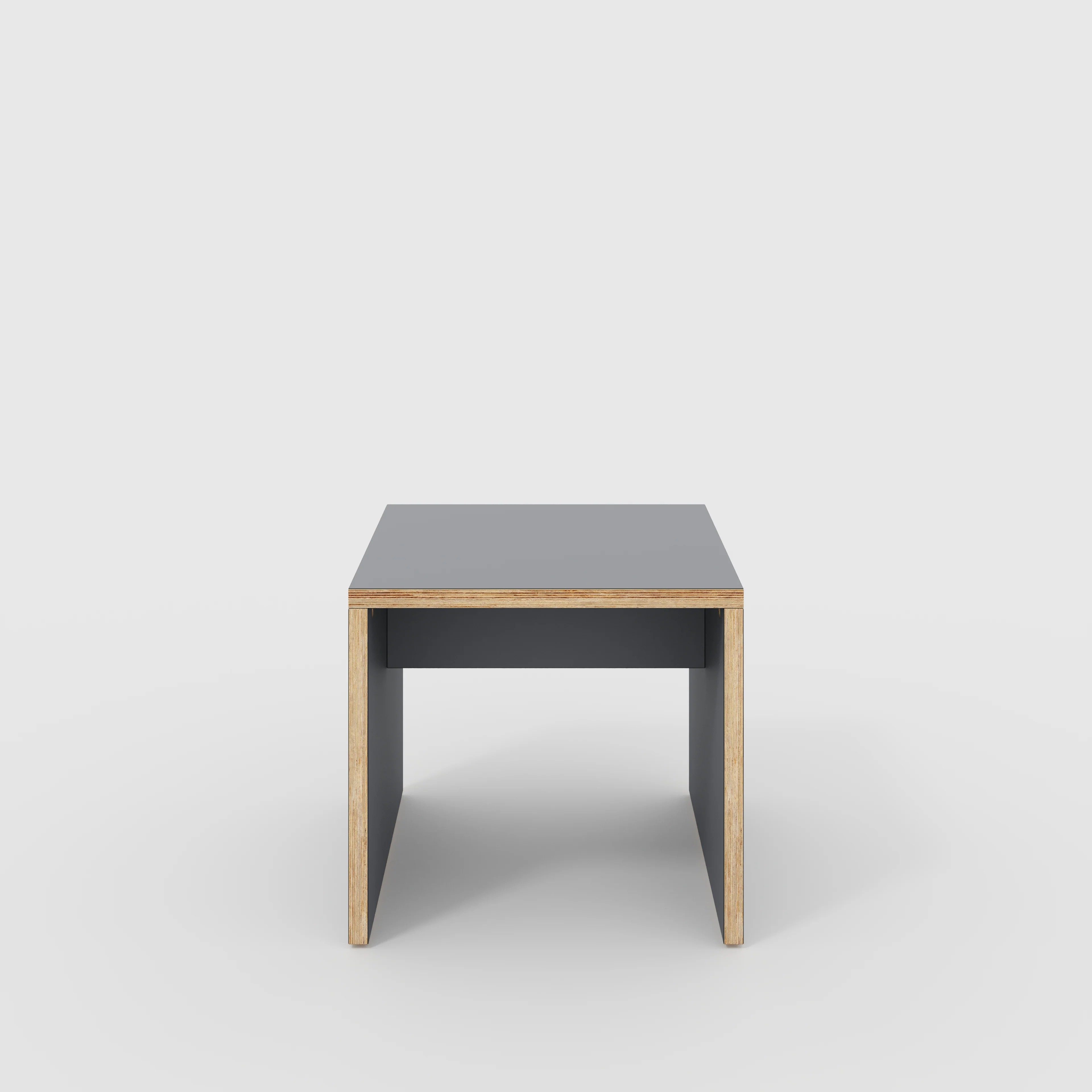 Plywood Side Table with Solid Sides - Formica Tornado Grey - 500(w) x 500(d) x 450(h)