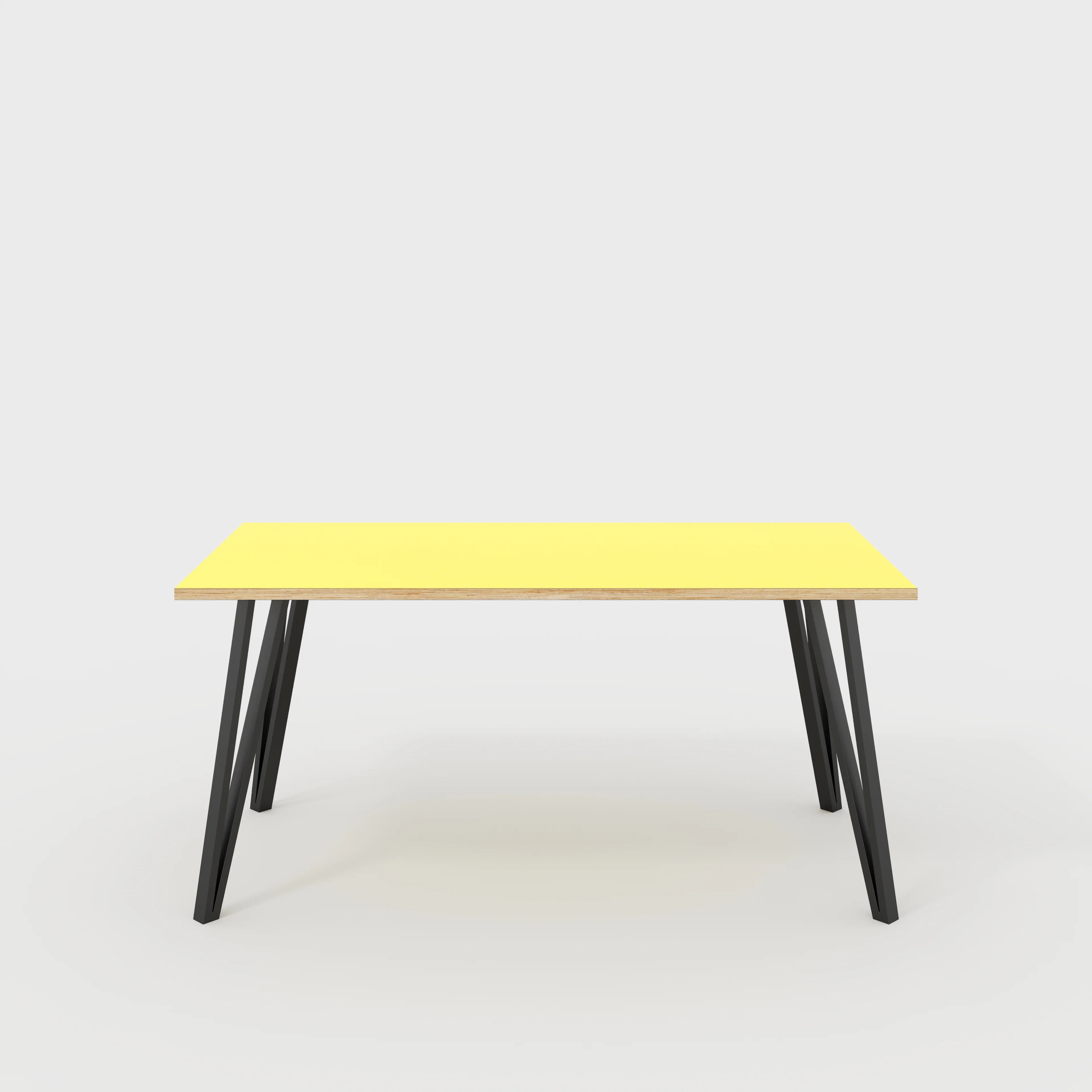 Plywood Table with Black Box Hairpin Legs - Formica Chrome Yellow - 1600(w) x 800(d) x 735(h)