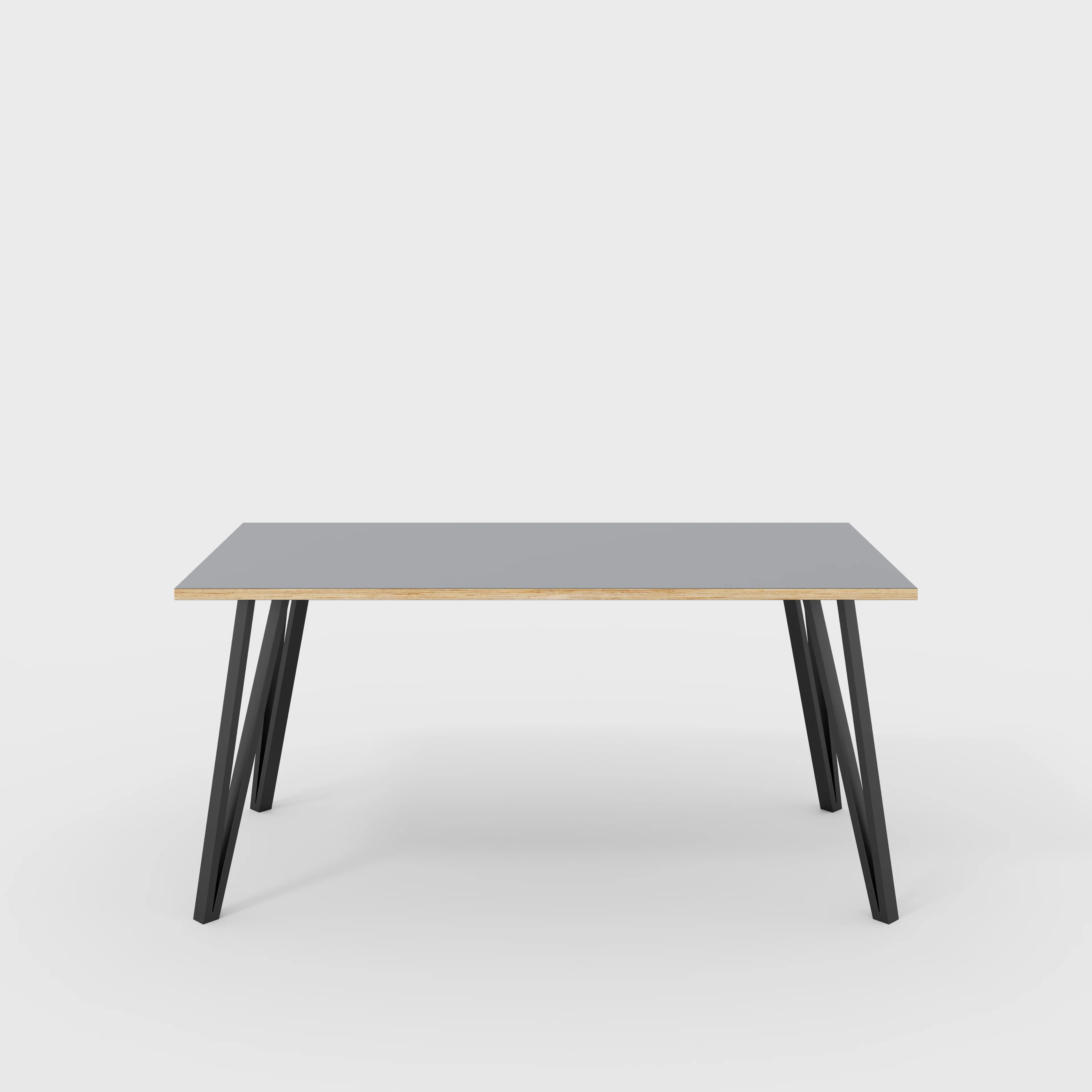 Plywood Table with Black Box Hairpin Legs - Formica Tornado Grey - 1600(w) x 800(d) x 735(h)