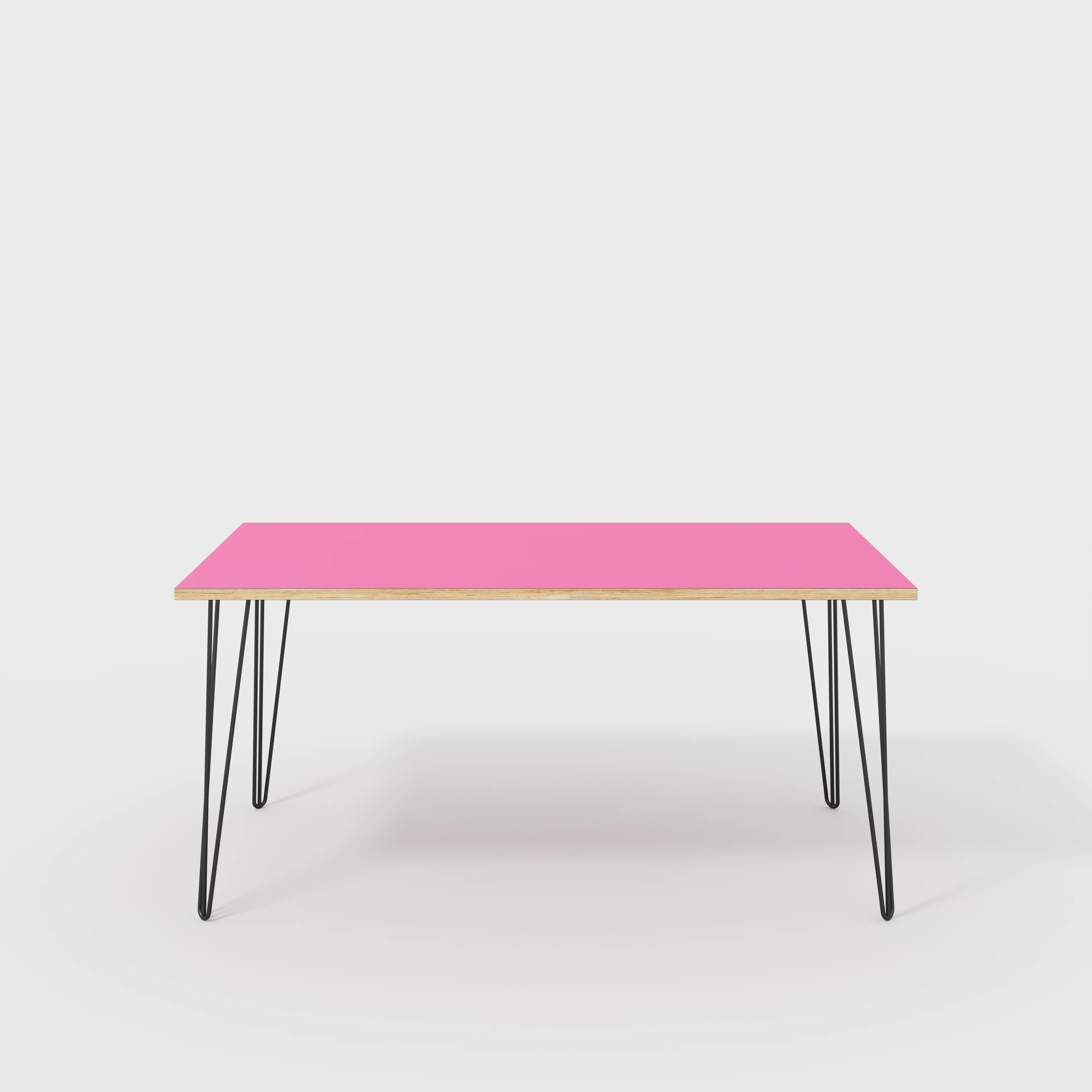 Plywood Table with Black Hairpin Legs - Formica Juicy Pink - 1600(w) x 800(d)