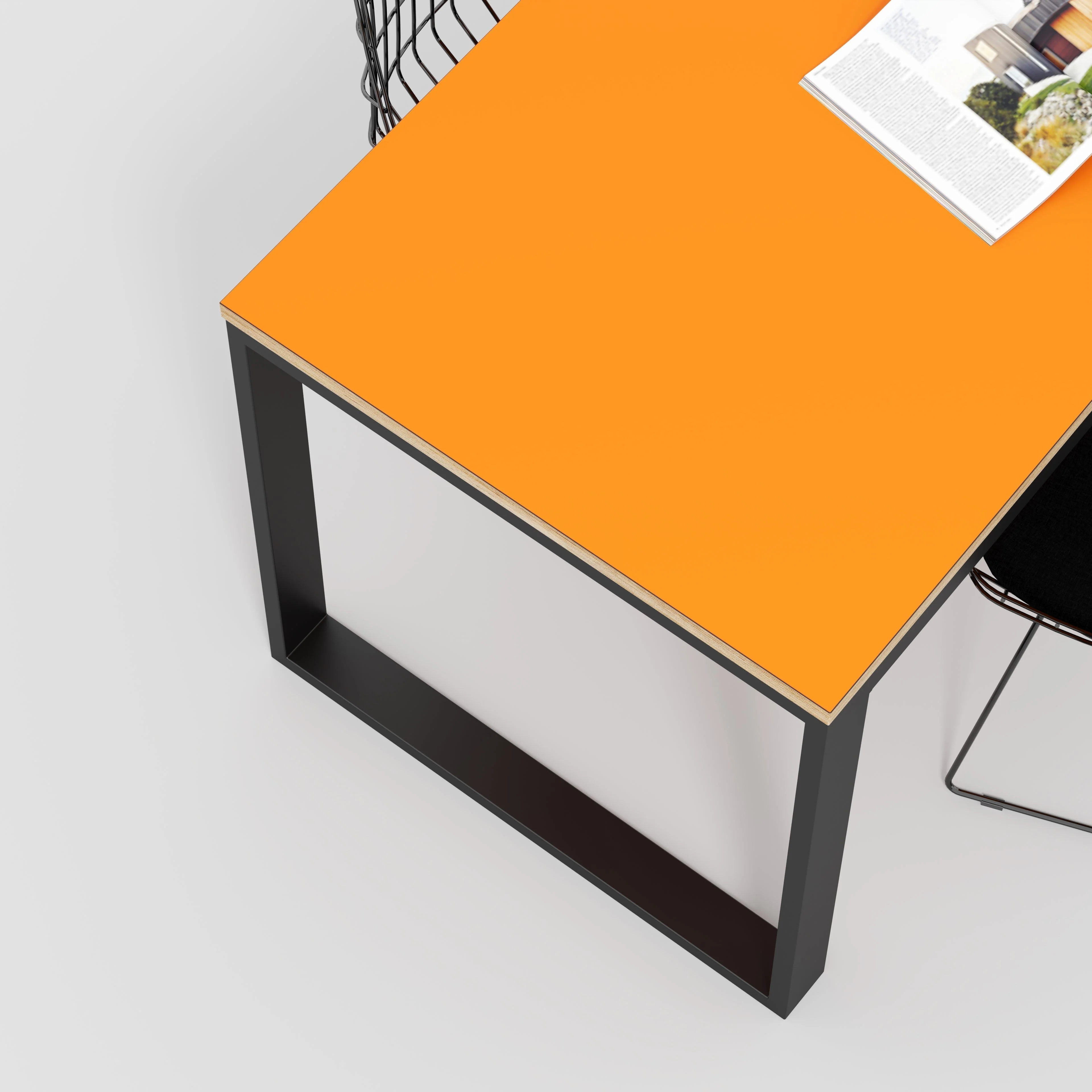 Plywood Table with Black Industrial Frame - Formica Levante Orange - 2400(w) x 745(d) x 735(h) - Image 3