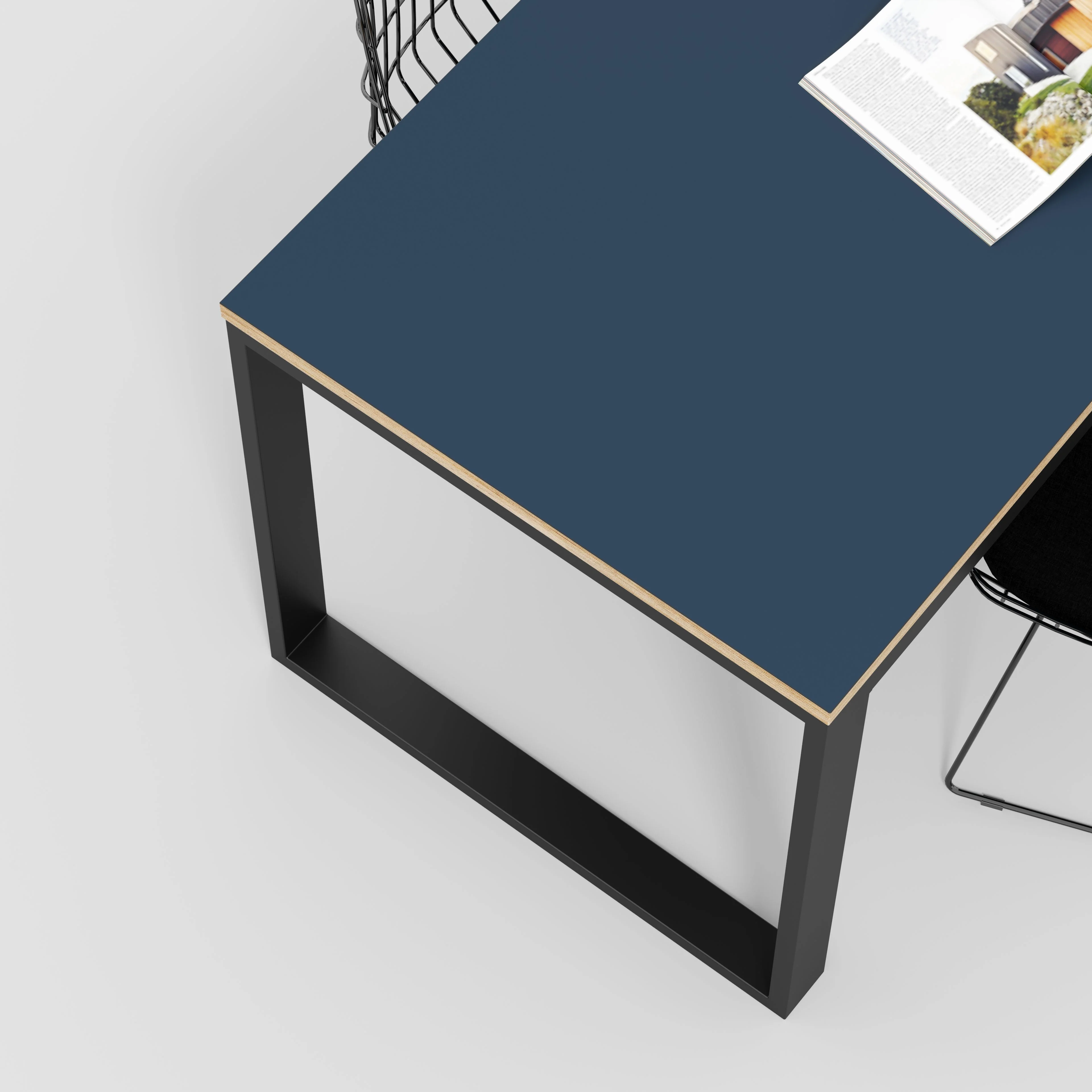 Plywood Table with Black Industrial Frame - Formica Night Sea Blue - 1800(w) x 745(d) x 735(h) - Image 3