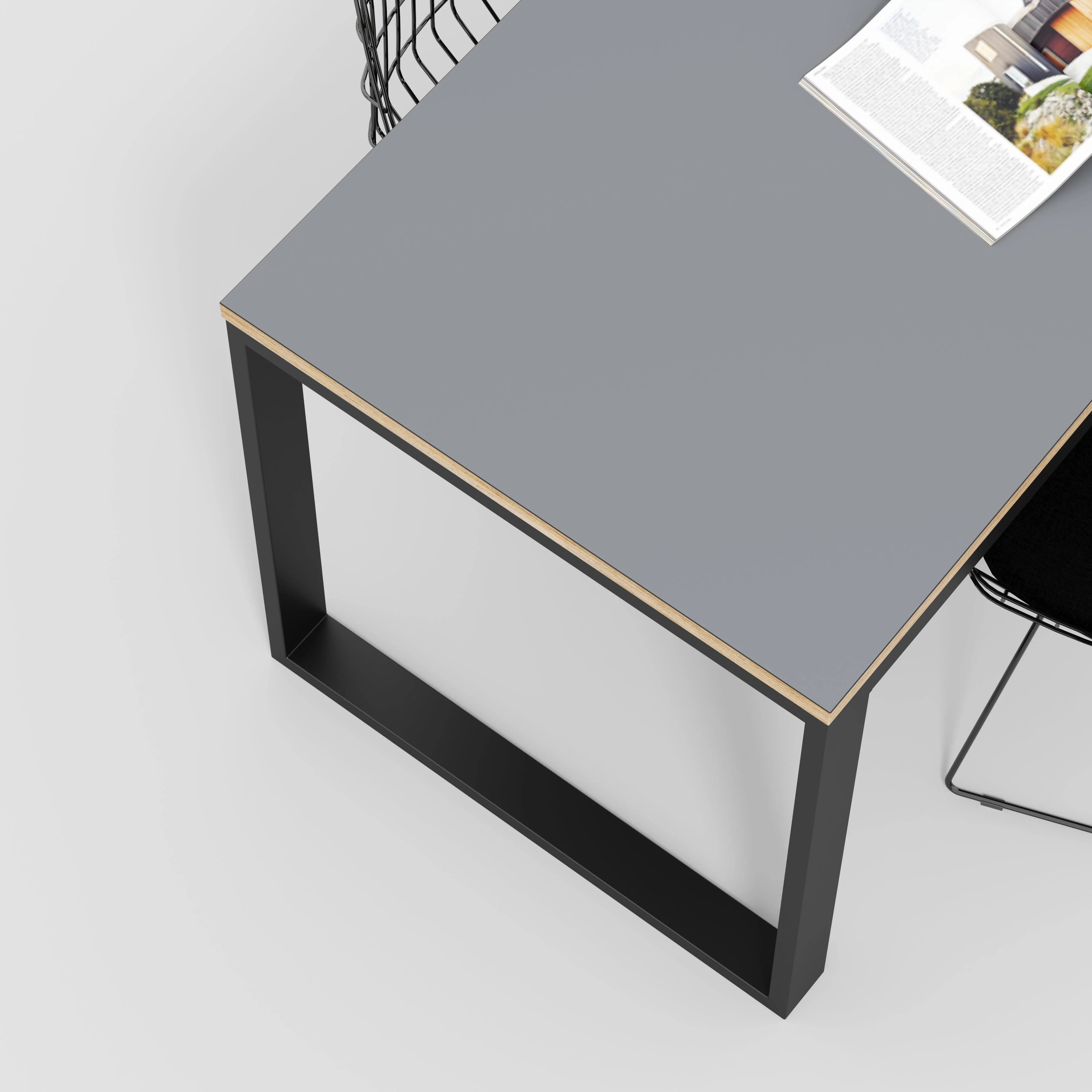Plywood Table with Black Industrial Frame - Formica Tornado Grey- 2400(w) x 745(d) x 735(h) - Image 3