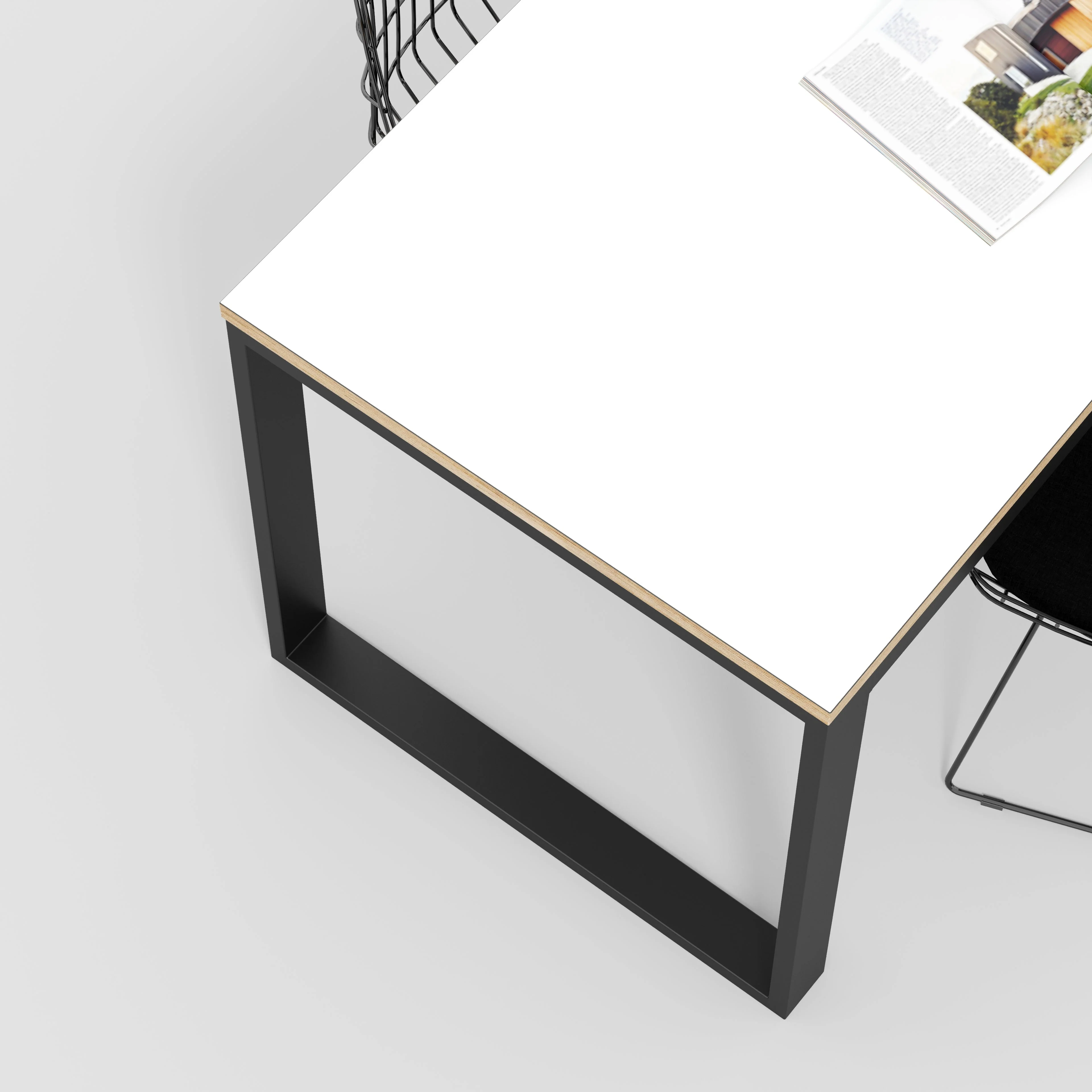 Plywood Table with Black Industrial Frame - Formica White - 2400(w) x 745(d) x 735(h) - Image 3