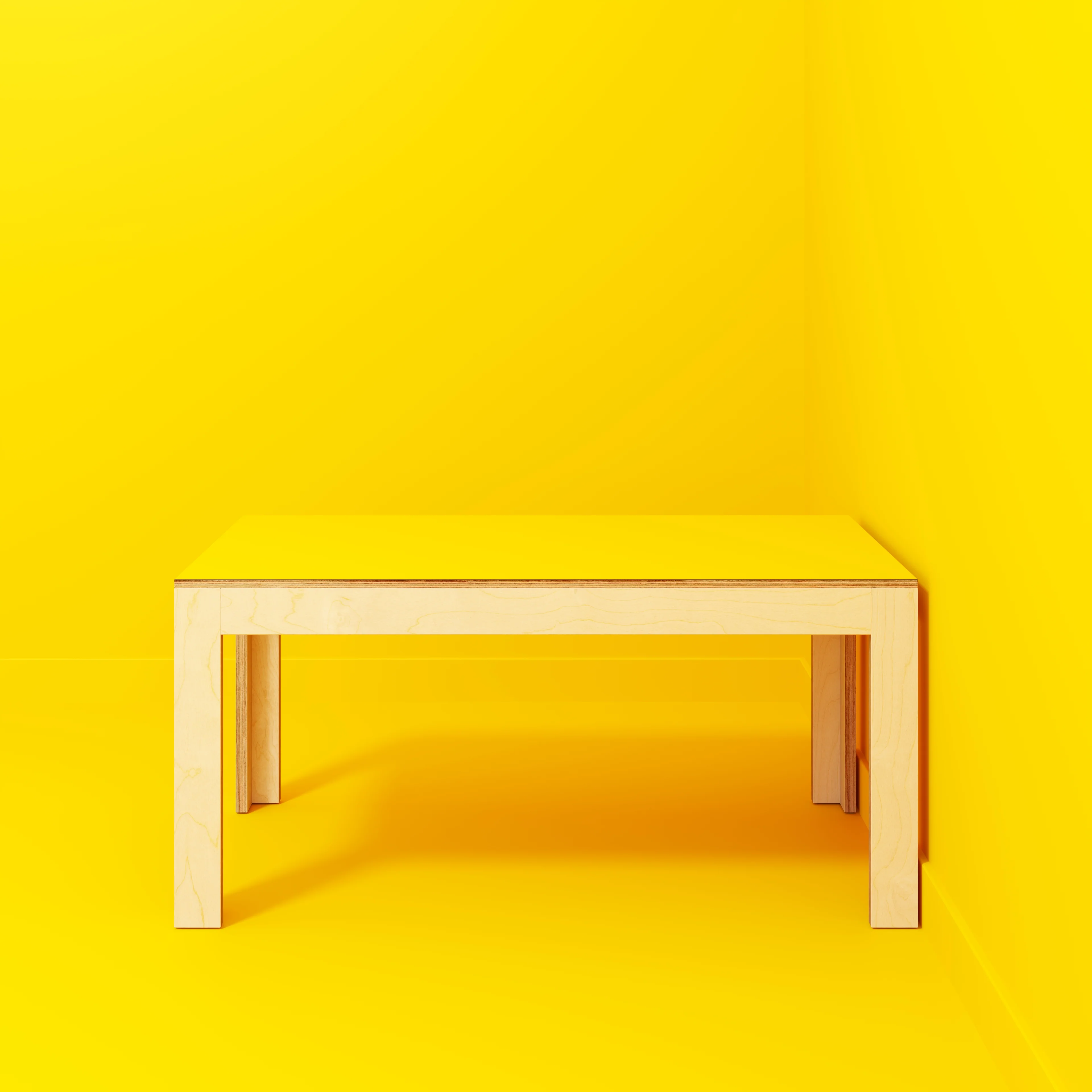 Plywood Table with Solid Frame - Formica Chrome Yellow - 1600(w) x 800(d) x 750(h) - Image 2