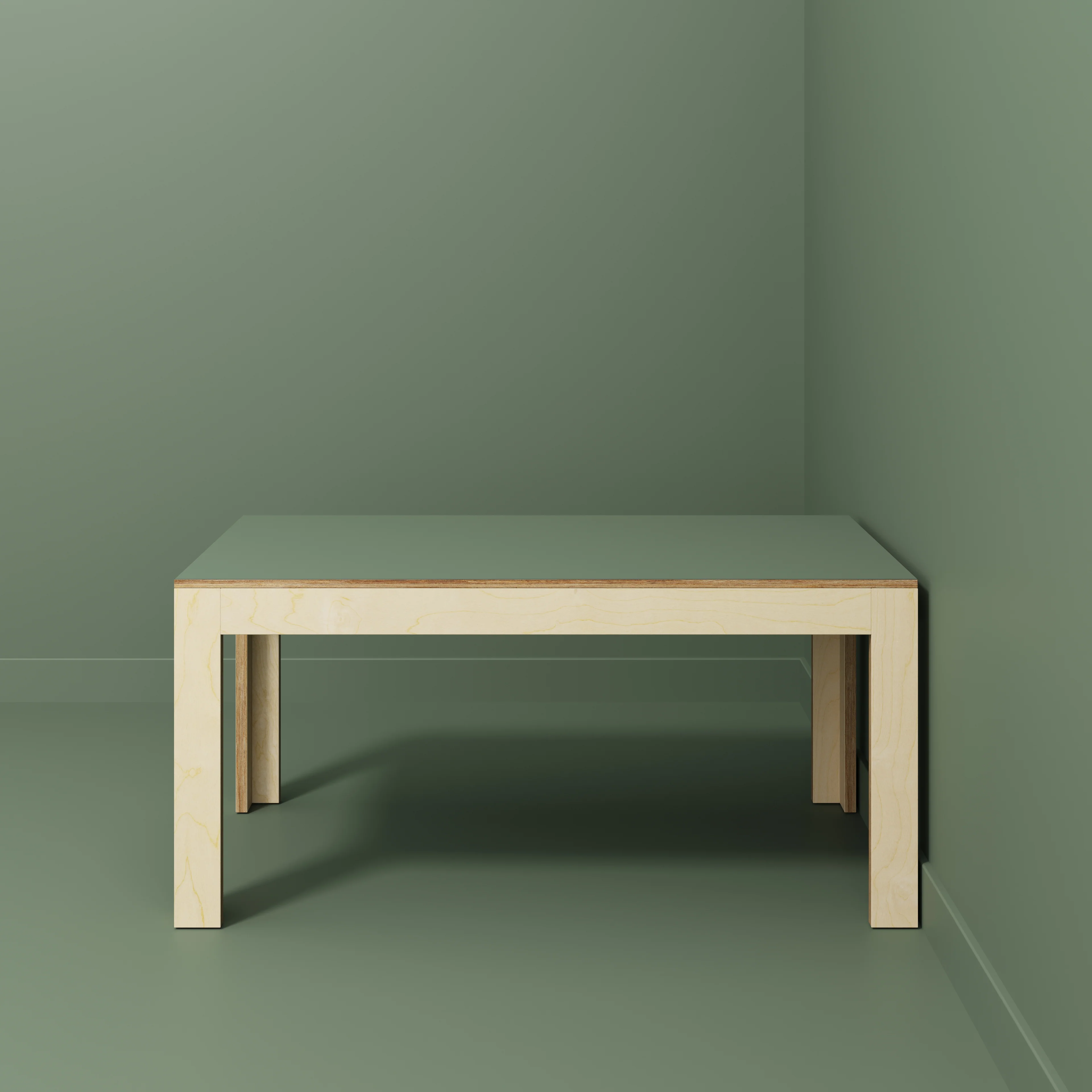 Plywood Table with Solid Frame - Formica Green Slate - 1600(w) x 800(d) x 750(h) - Image 2