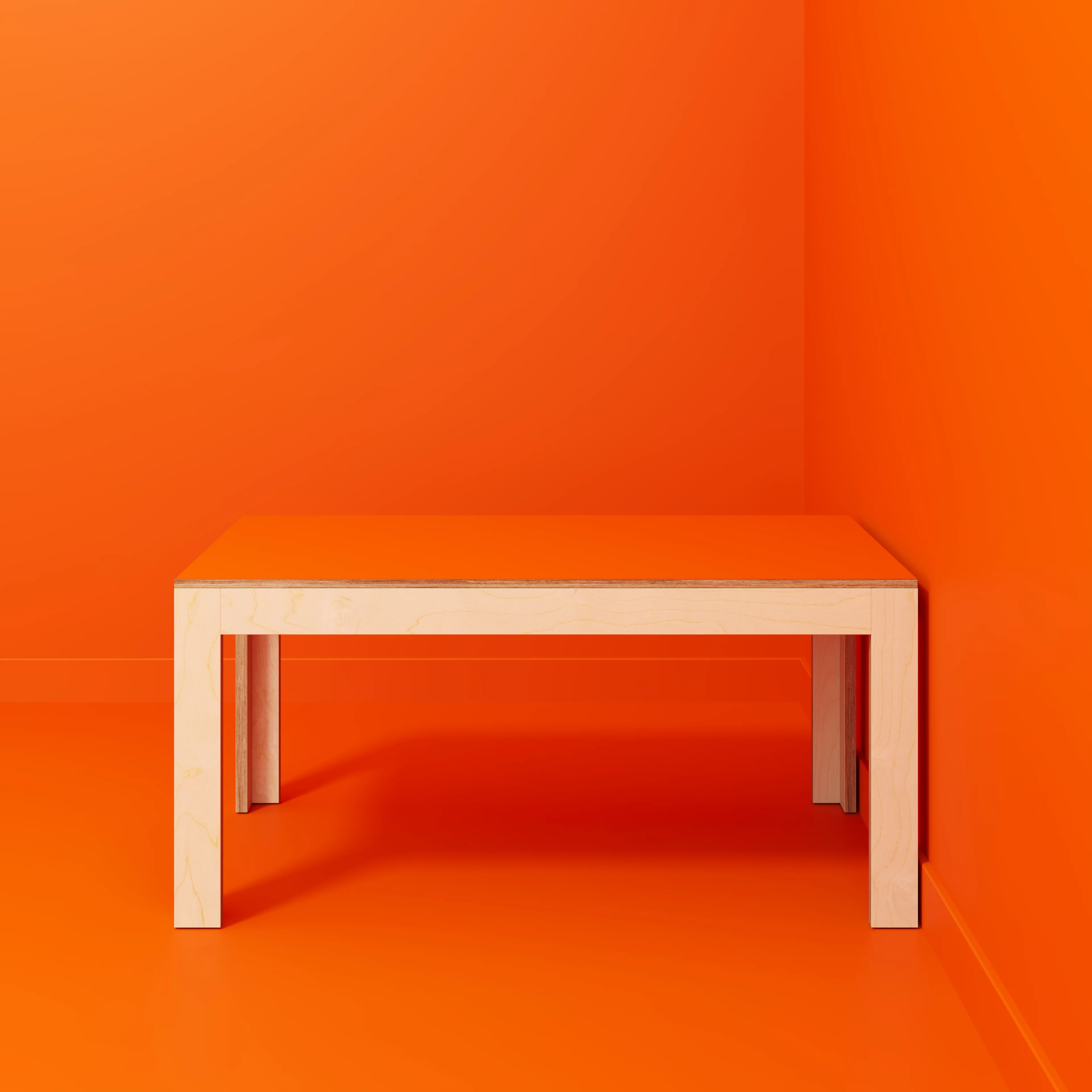 Plywood Table with Solid Frame - Formica Levante Orange - 1600(w) x 800(d) x 750(h) - Image 2