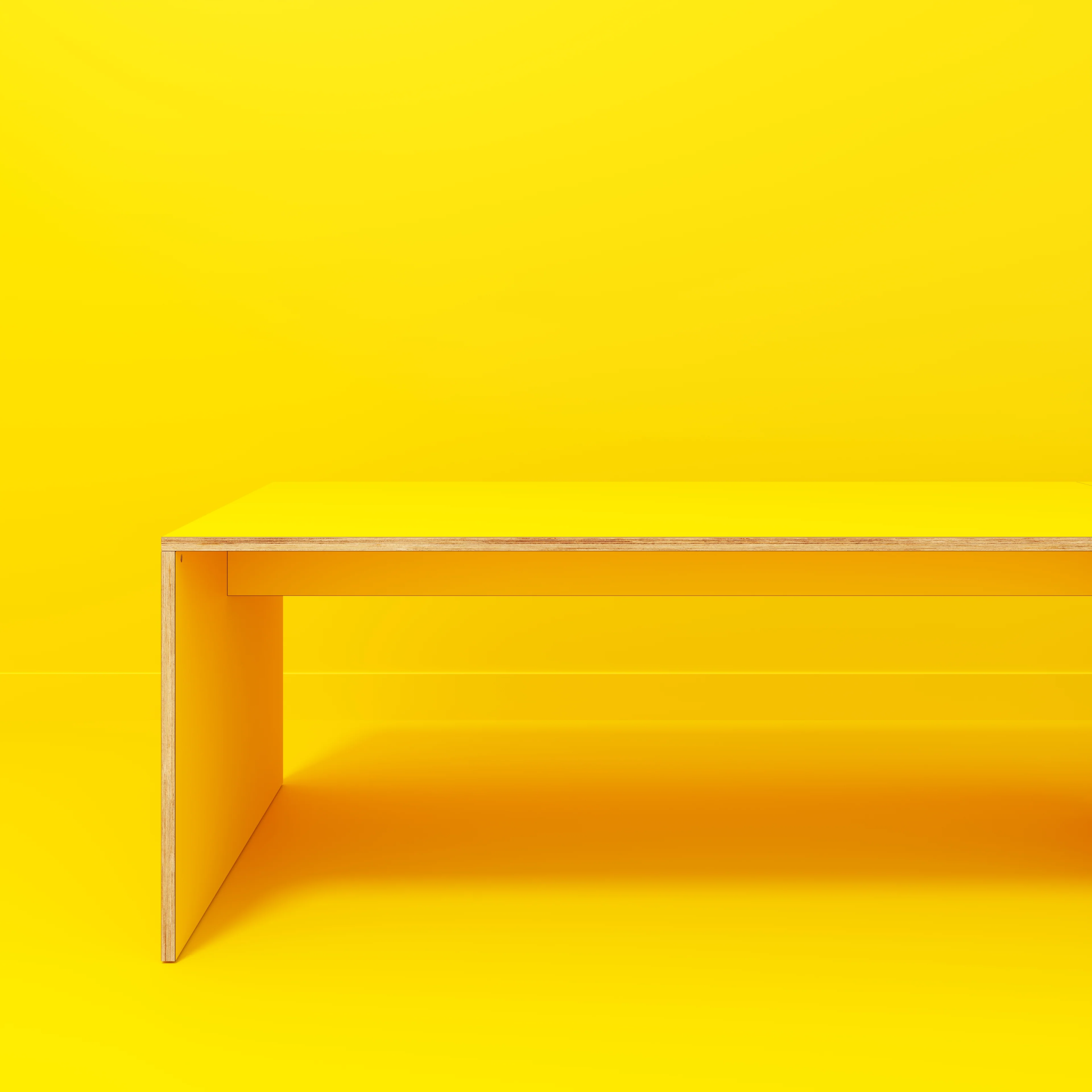 Plywood Table with Solid Sides - Formica Chrome Yellow - 4000(w) x 1000(d) x 750(h) - Image 2