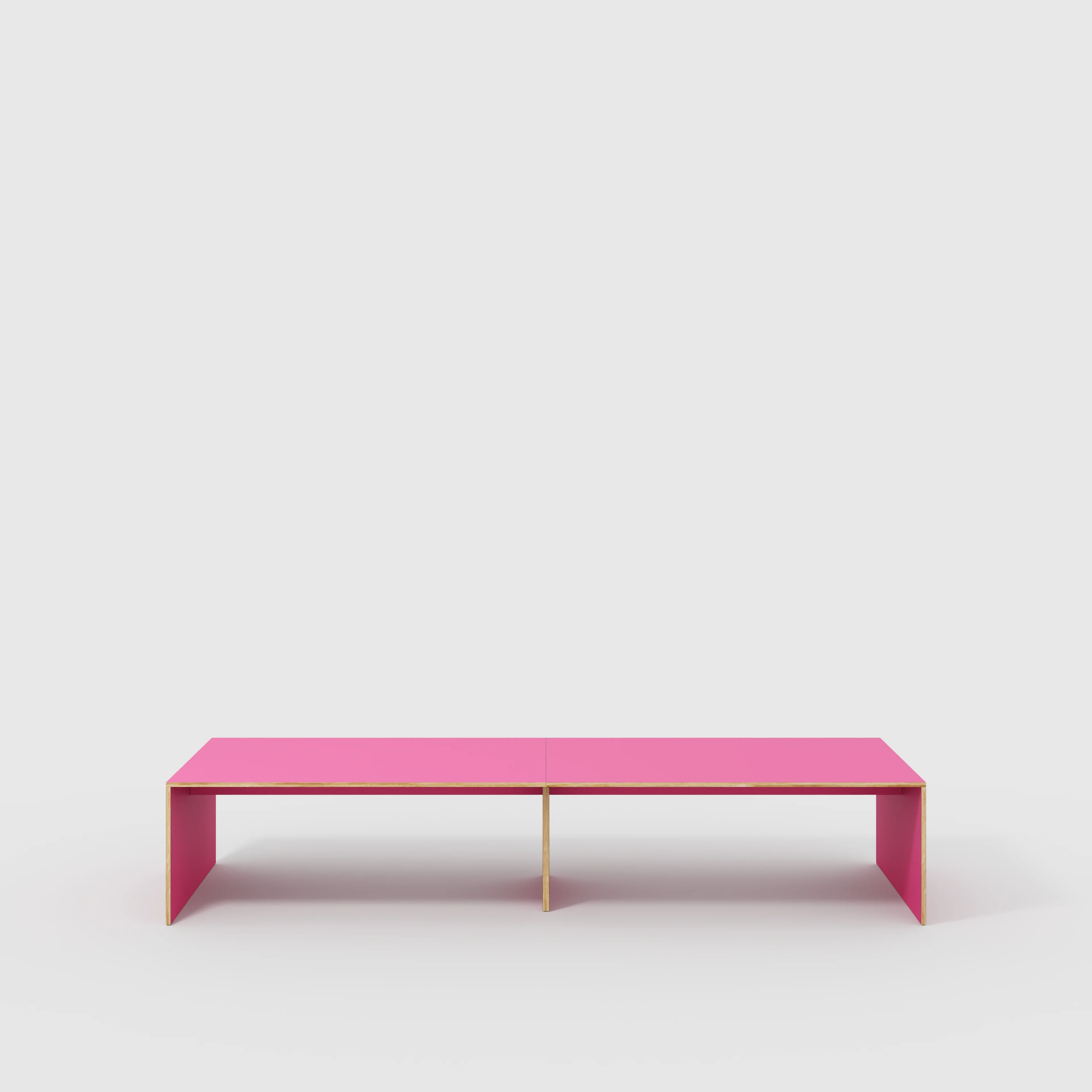 Plywood Table with Solid Sides - Formica Juicy Pink - 4000(w) x 1000(d) x 750(h)