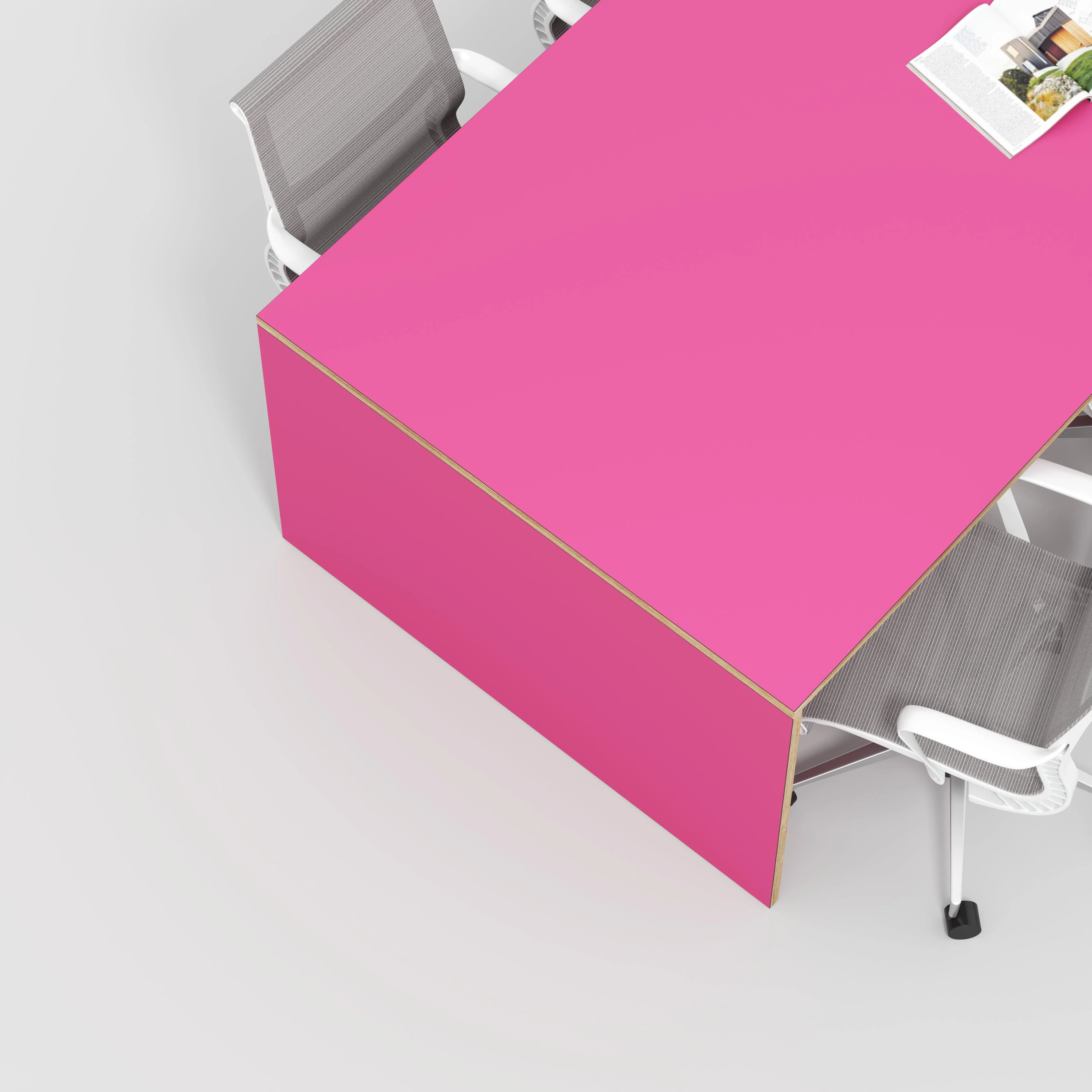 Plywood Table with Solid Sides - Formica Juicy Pink - 4000(w) x 1000(d) x 750(h) - Image 3