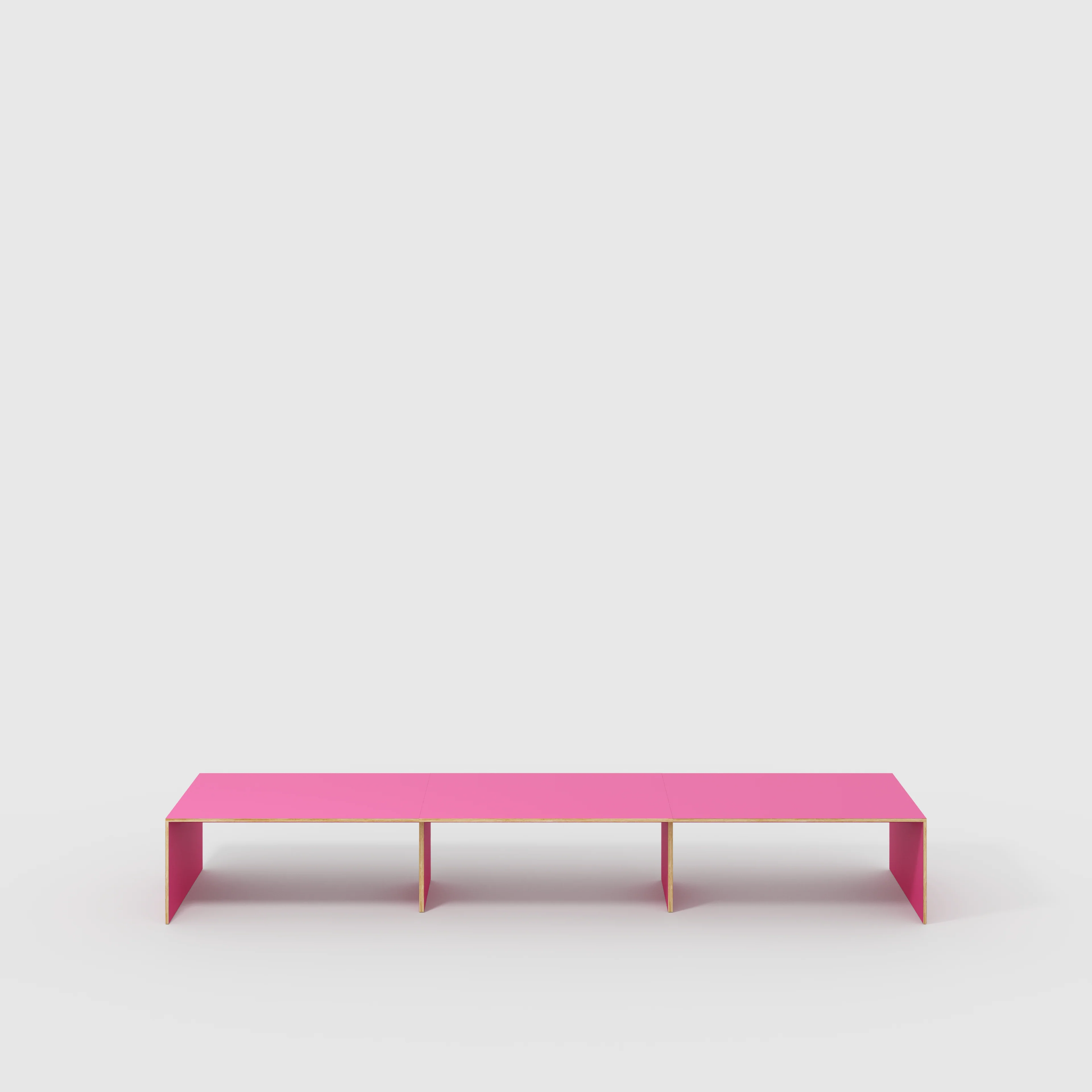 Plywood Table with Solid Sides - Formica Juicy Pink - 5600(w) x 1000(d) x 750(h)