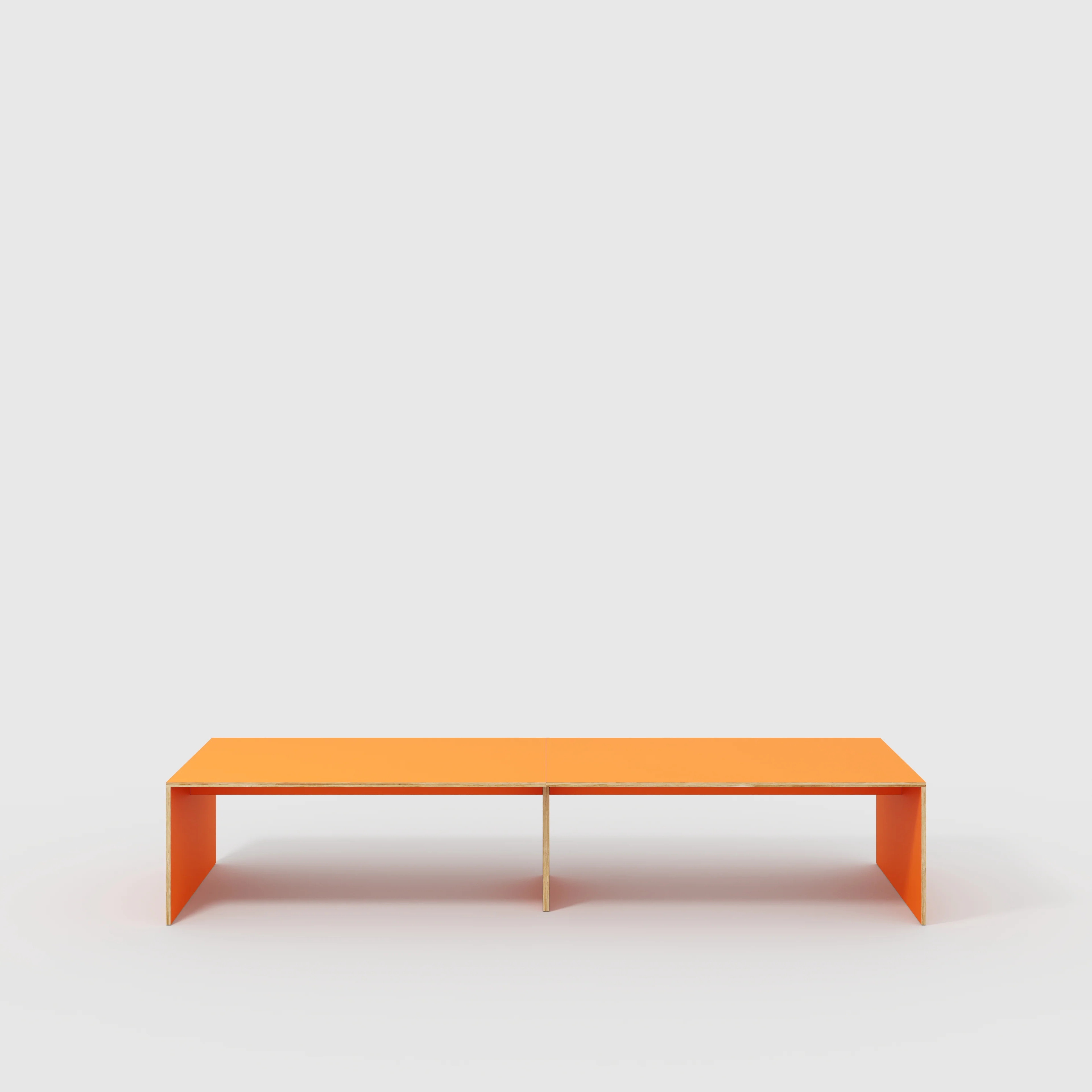 Plywood Table with Solid Sides - Formica Levante Orange - 4000(w) x 1000(d) x 750(h)