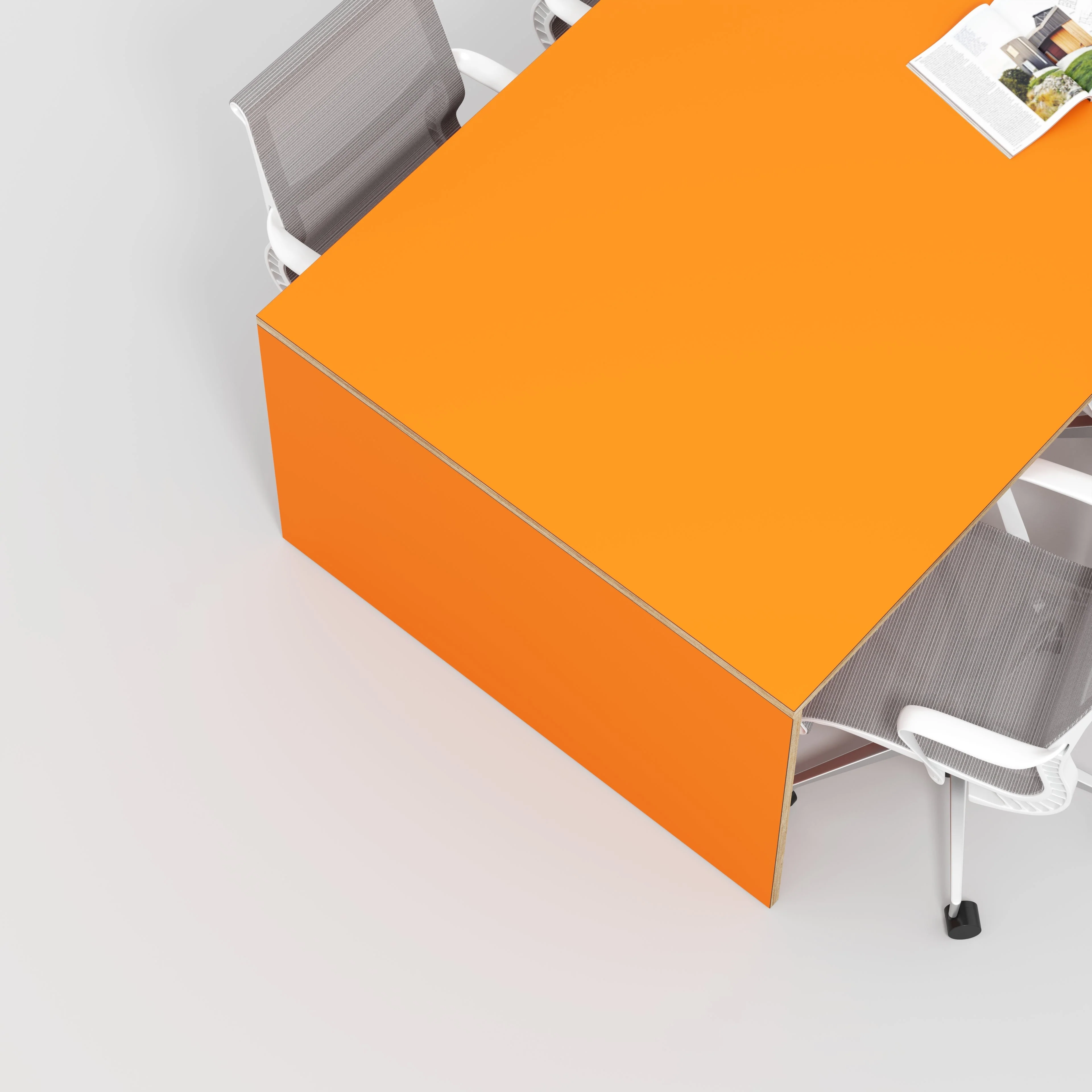 Plywood Table with Solid Sides - Formica Levante Orange - 5600(w) x 1000(d) x 750(h) - Image 3