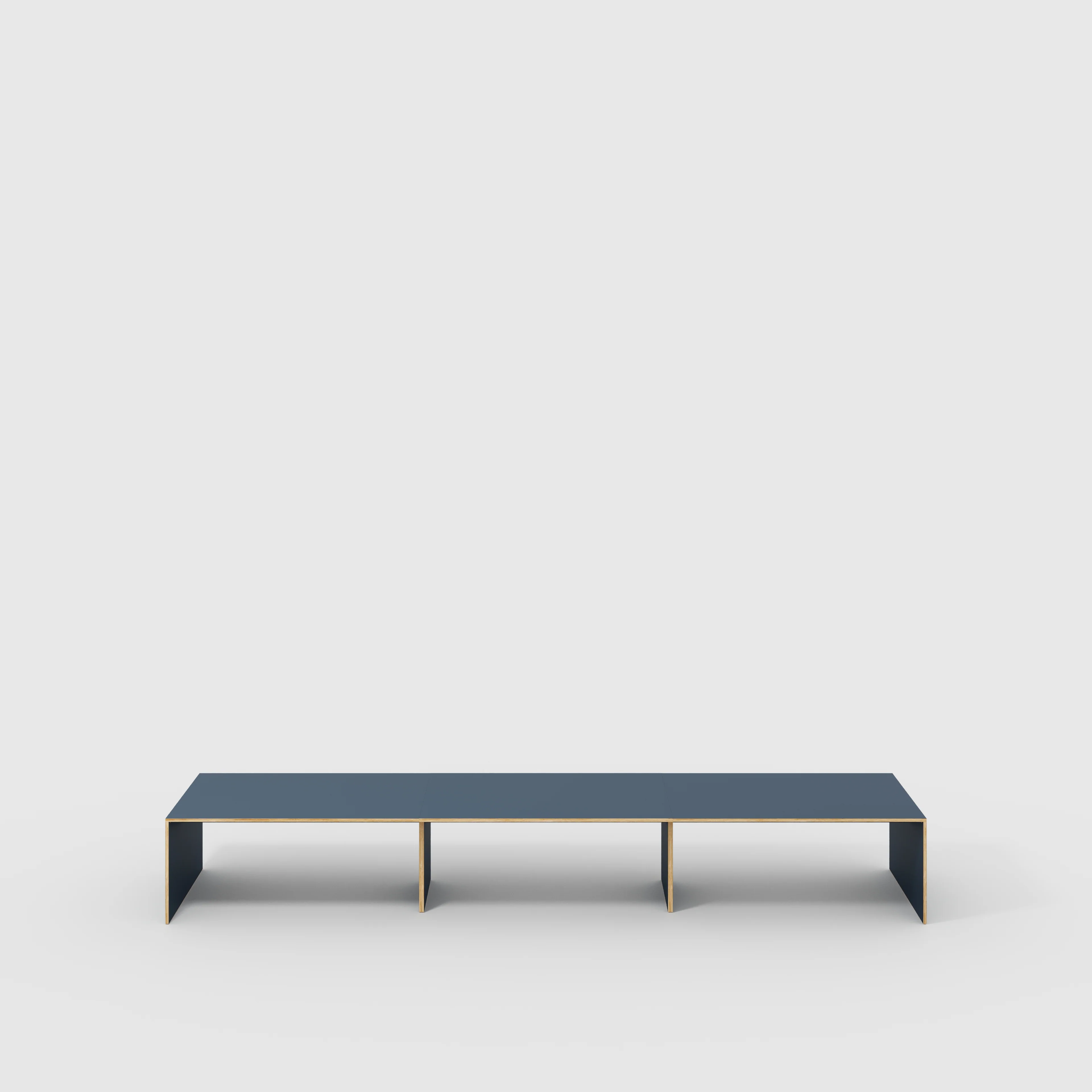 Plywood Table with Solid Sides - Formica Night Sea Blue - 5600(w) x 1000(d) x 750(h)
