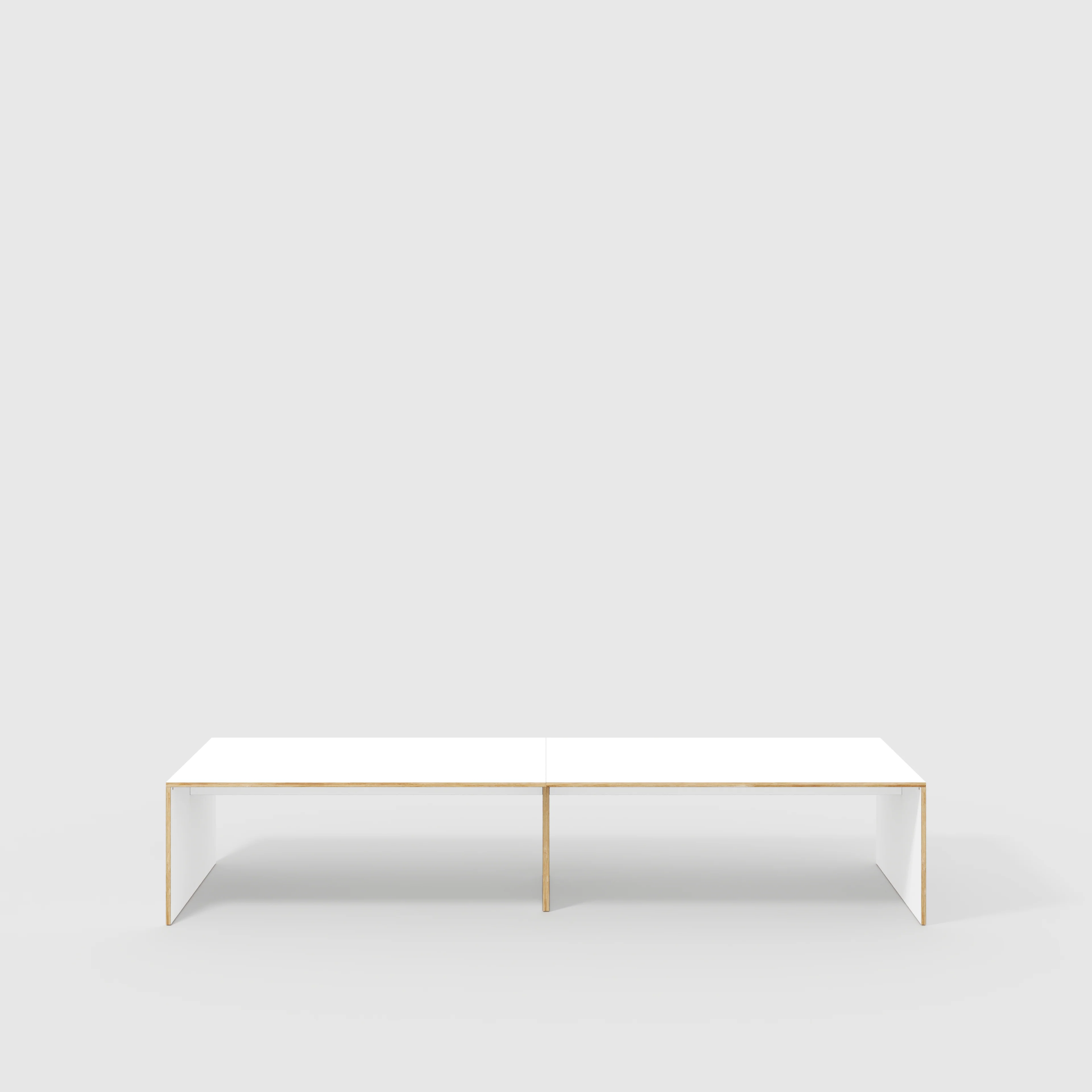 Plywood Table with Solid Sides - Formica White - 4000(w) x 1000(d) x 750(h)