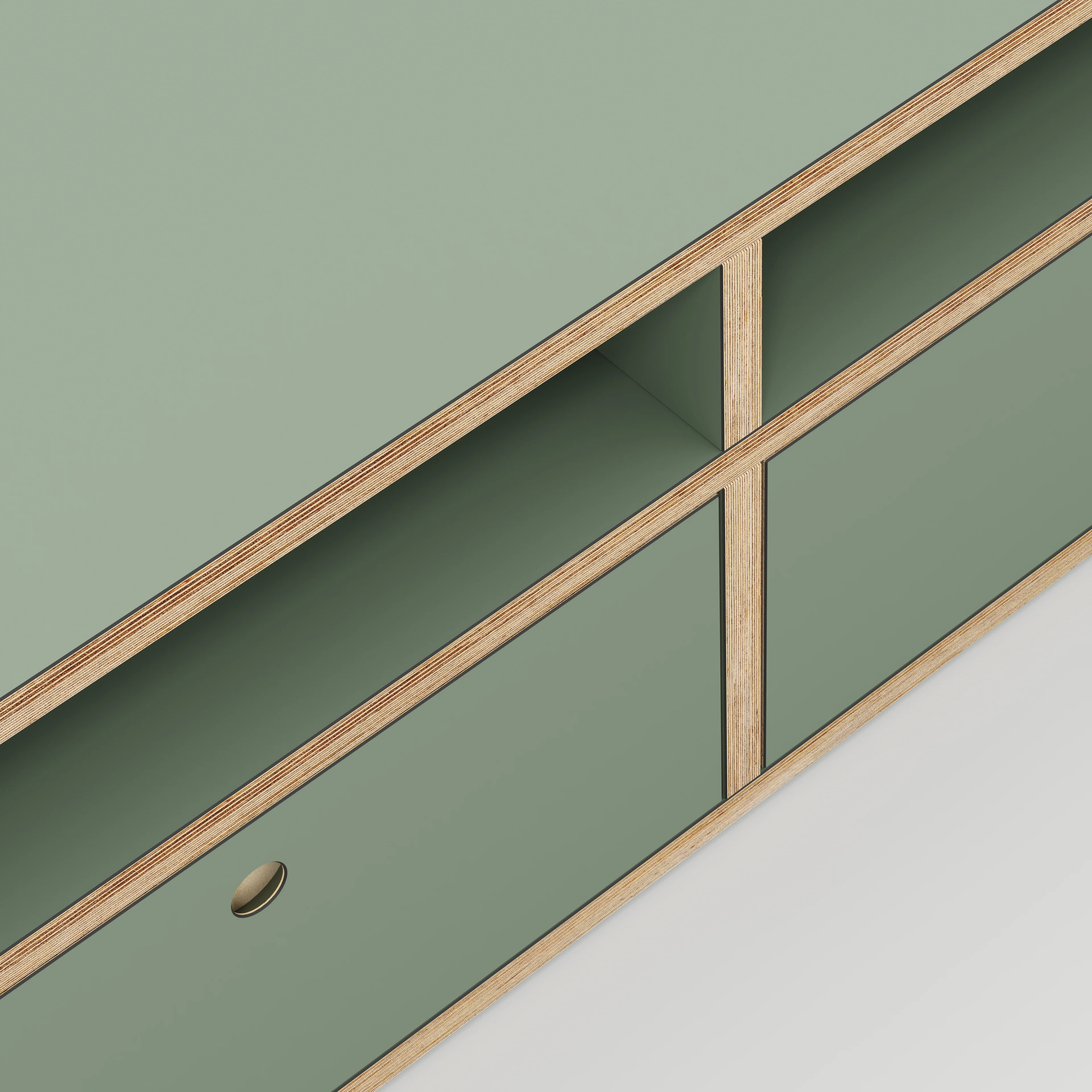 Plywood TV Entertainment Unit - Type 2 - Formica Green Slate - 2400(w) x 400(d) x 450(h) - Image 3