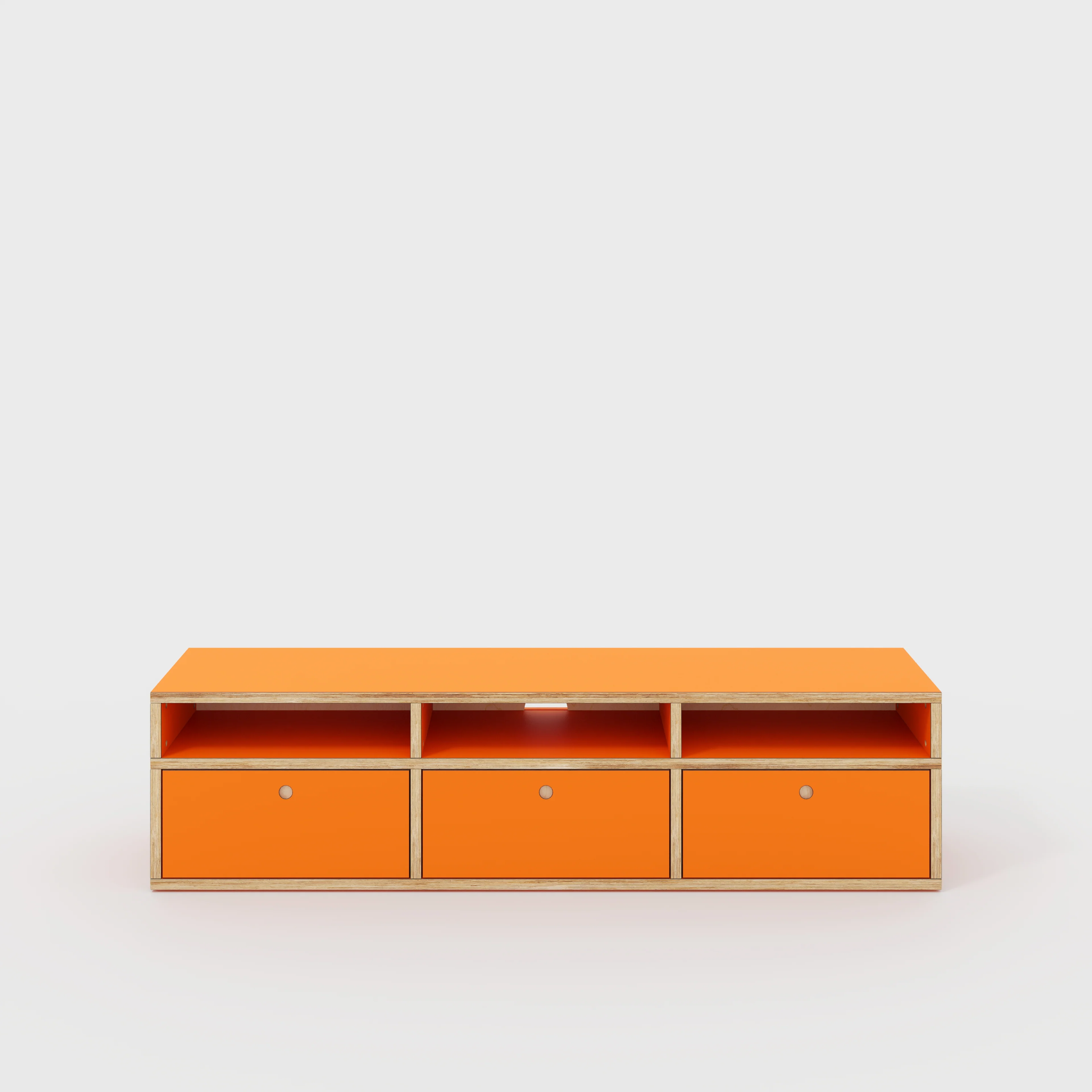 Plywood TV Entertainment Unit - Type 2 - Formica Levante Orange - 1800(w) x 400(d) x 450(h)