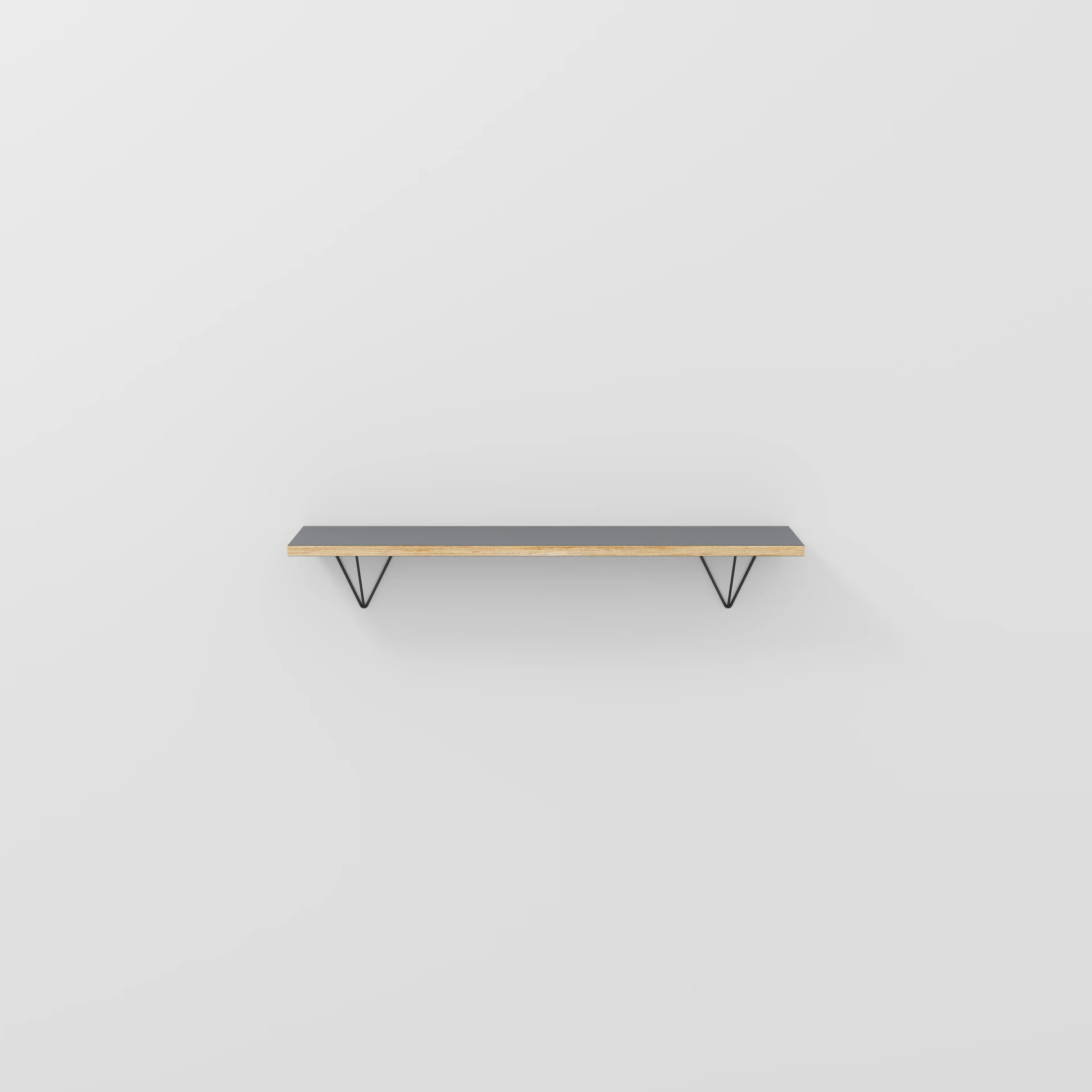 Plywood Wall Shelf with Prism Brackets - Formica Tornado Grey - 1200(w) x 250(d)
