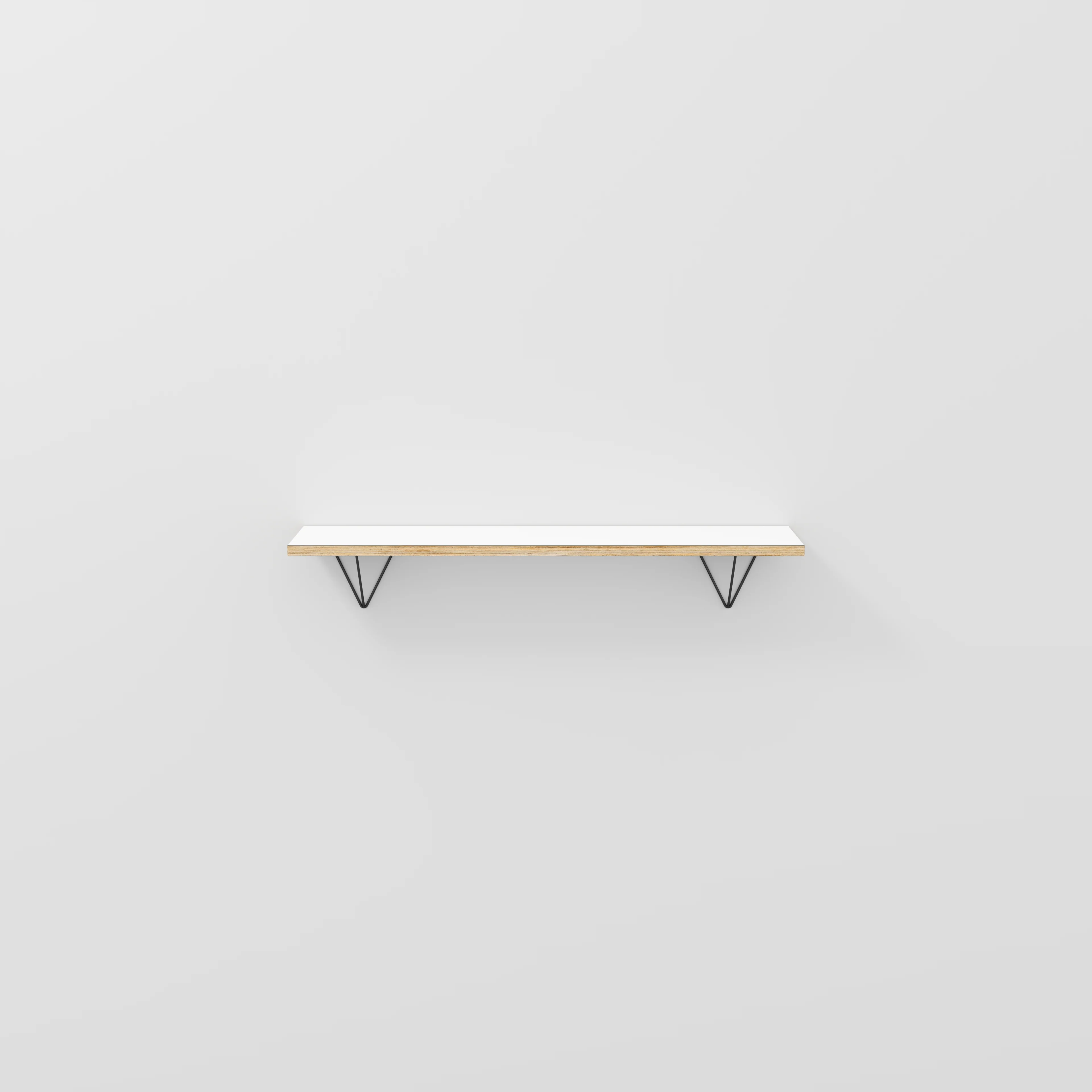 Plywood Wall Shelf with Prism Brackets - Formica White - 1200(w) x 250(d)
