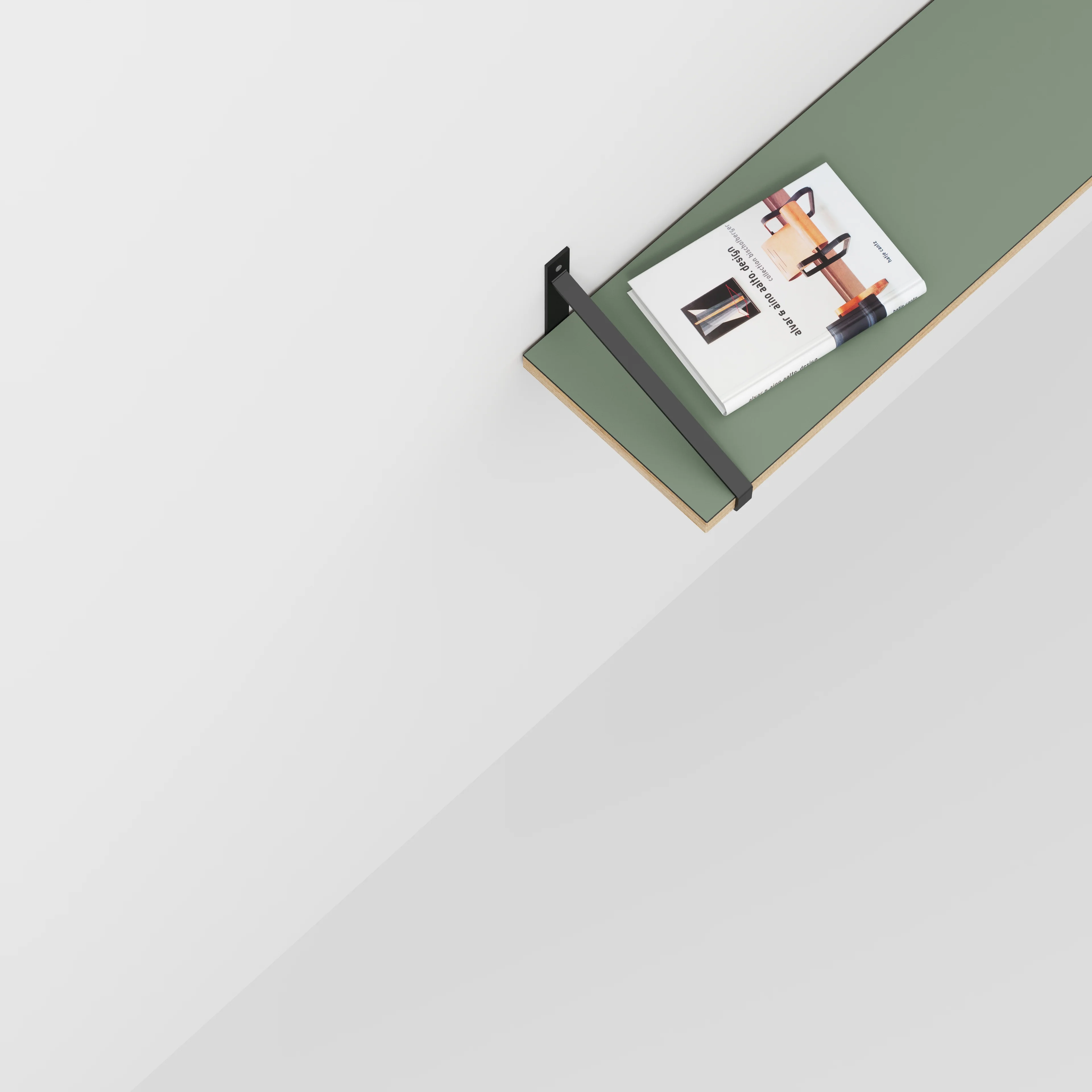 Plywood Wall Shelf with Suspense Brackets - Formica Green Slate - 1600(w) x 260(d) - Image 3