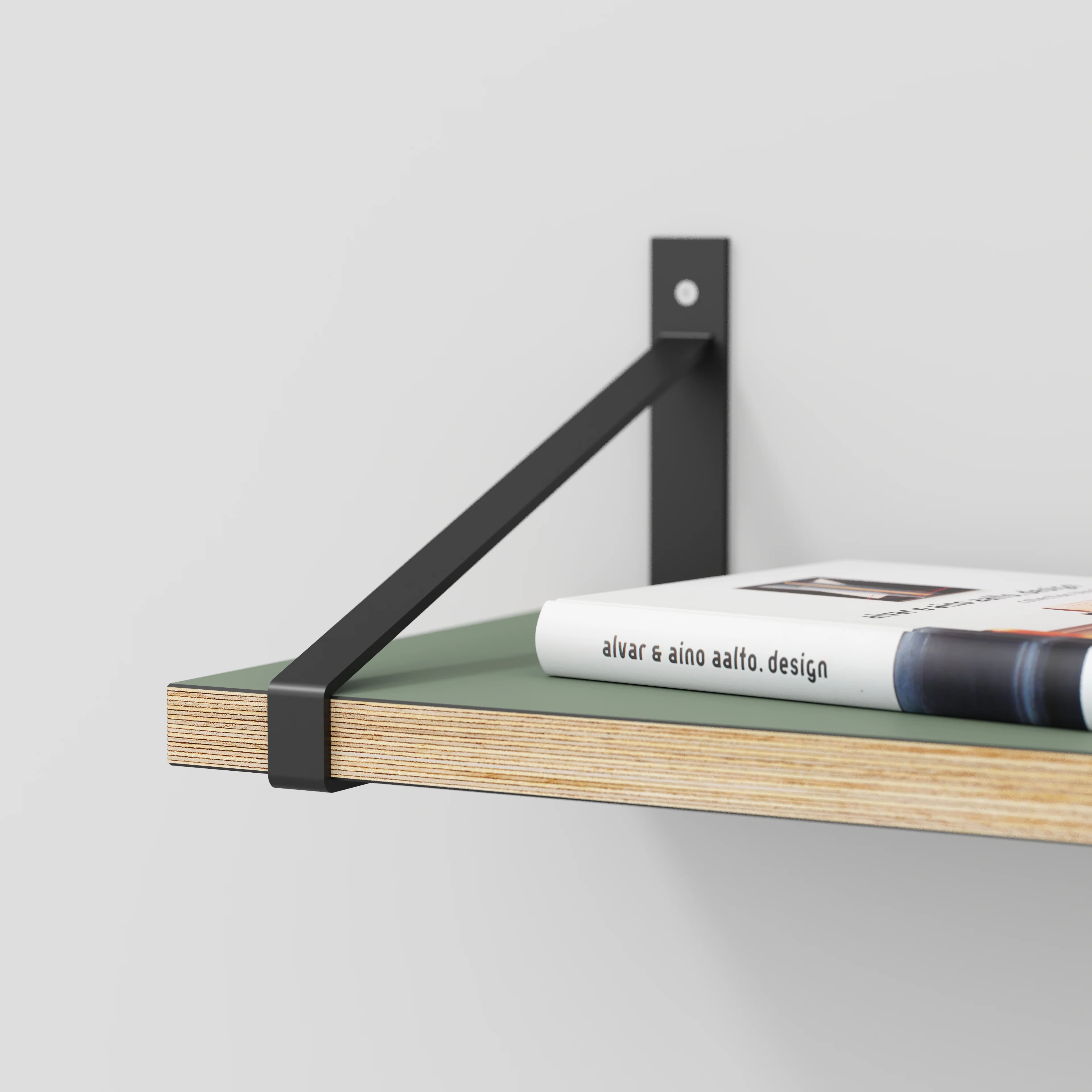 Plywood Wall Shelf with Suspense Brackets - Formica Green Slate - 1600(w) x 260(d) - Image 4