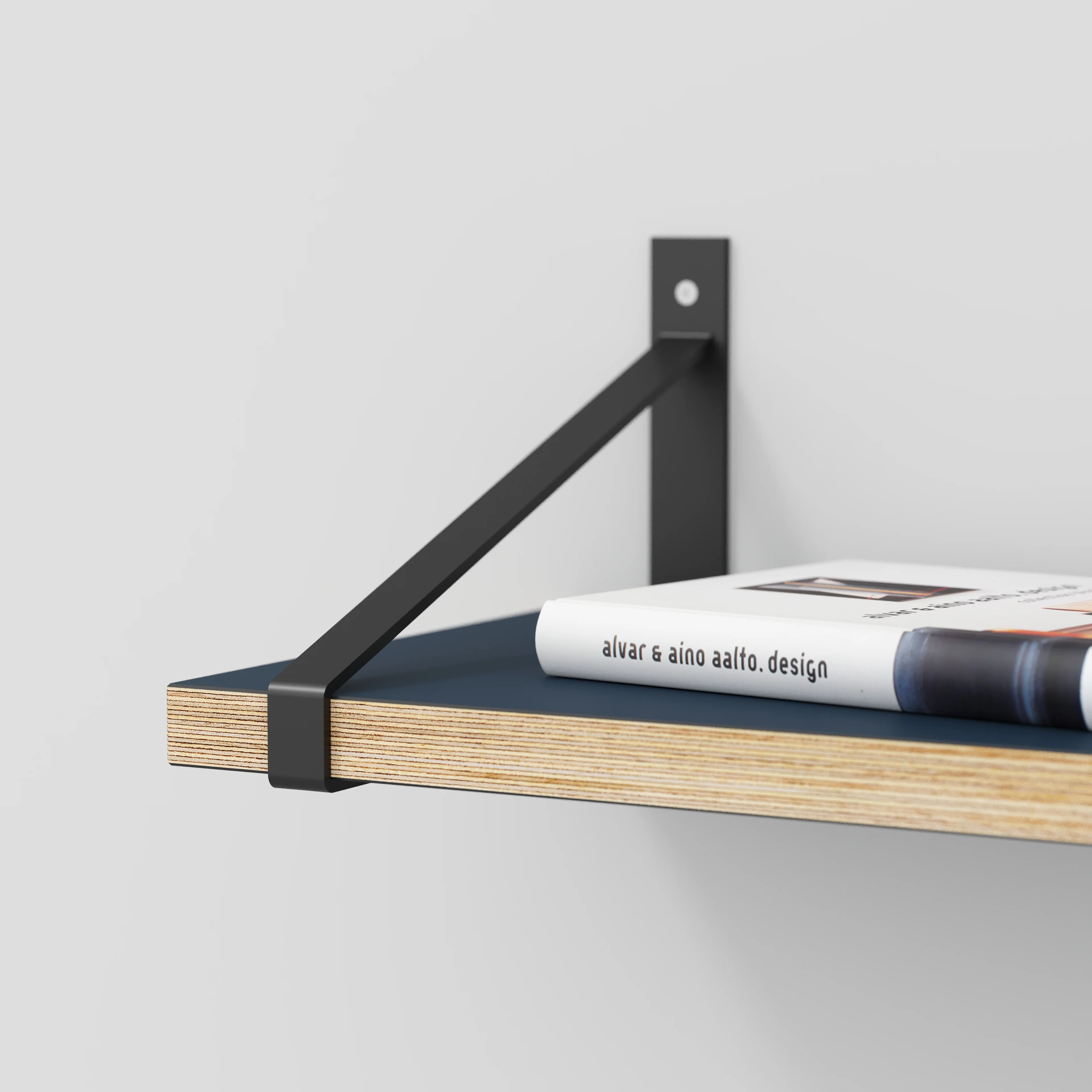 Plywood Wall Shelf with Suspense Brackets - Formica Night Sea Blue - 1200(w) x 260(d) - Image 4