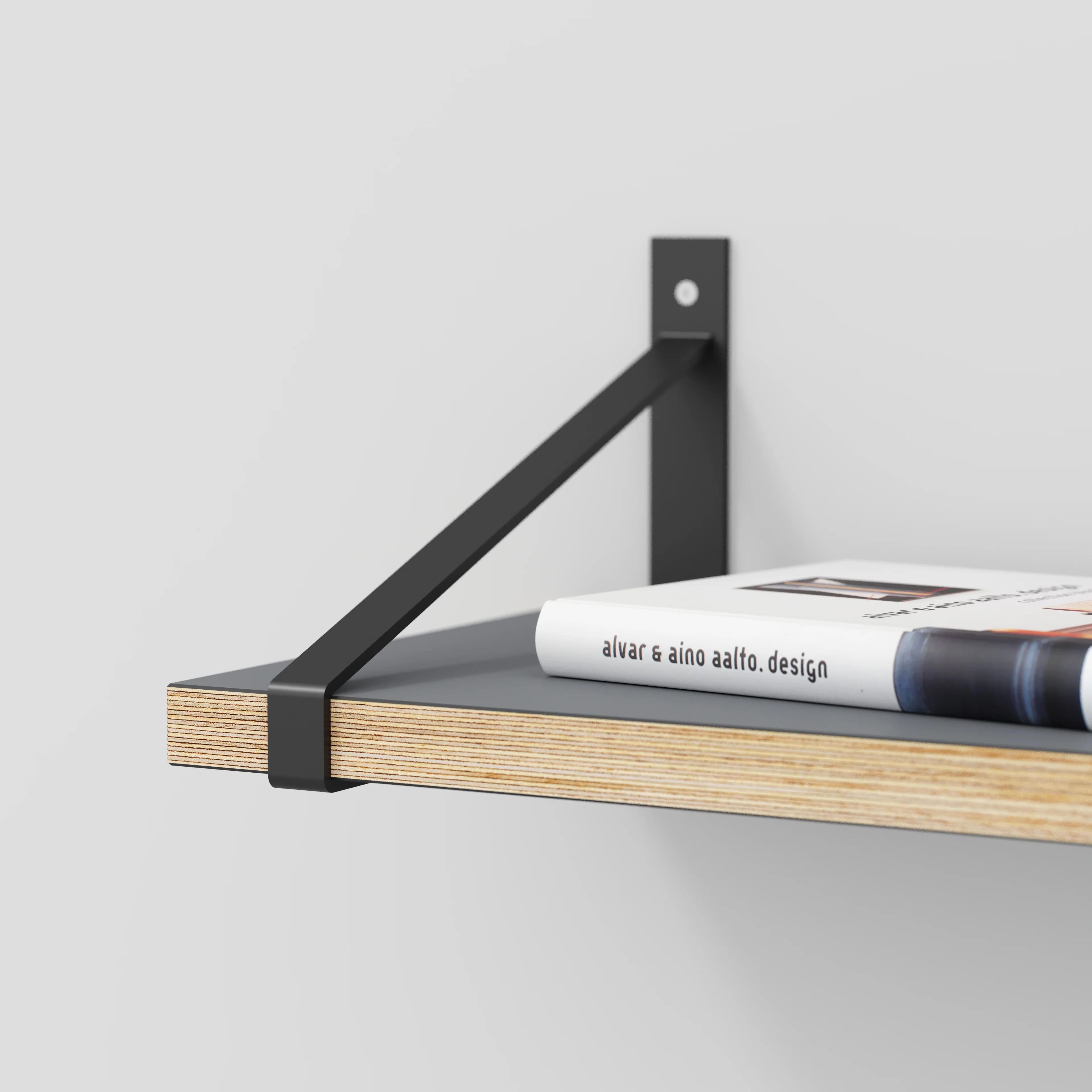 Plywood Wall Shelf with Suspense Brackets - Formica Tornado Grey - 1600(w) x 260(d) - Image 4