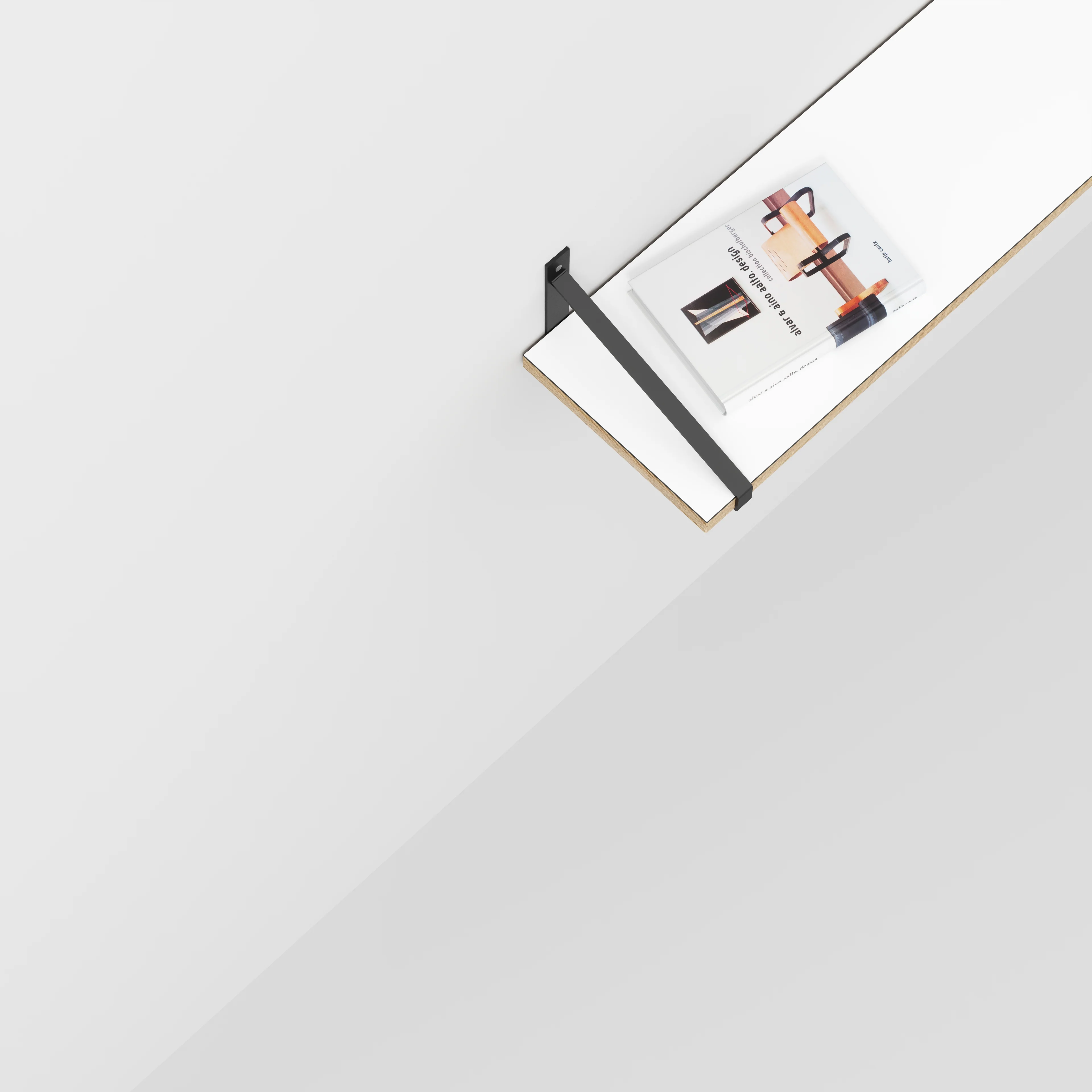 Plywood Wall Shelf with Suspense Brackets - Formica White - 1200(w) x 260(d) - Image 3